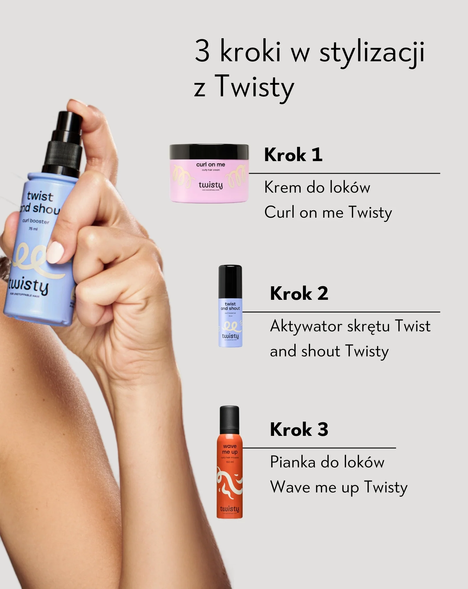 Aktywator skrętu do włosów kręconych, falowanych i puszących się curl booster Twisty - Image 3