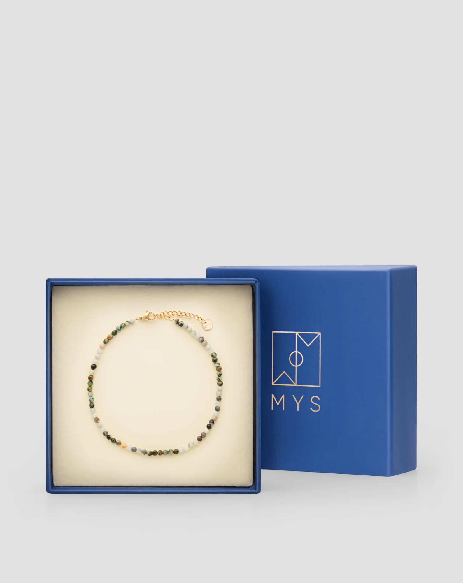Bransoletka na kostkę z kamieni naturalnych turkus afrykański i amazonit Mys - Image 5