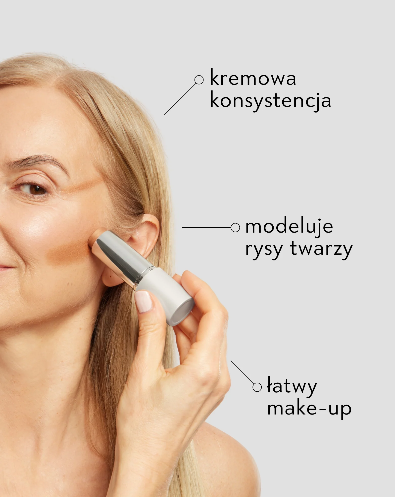 Bronzer w sztyfcie do konturowania twarzy do cery dojrzałej 50+ Aggie - Image 3
