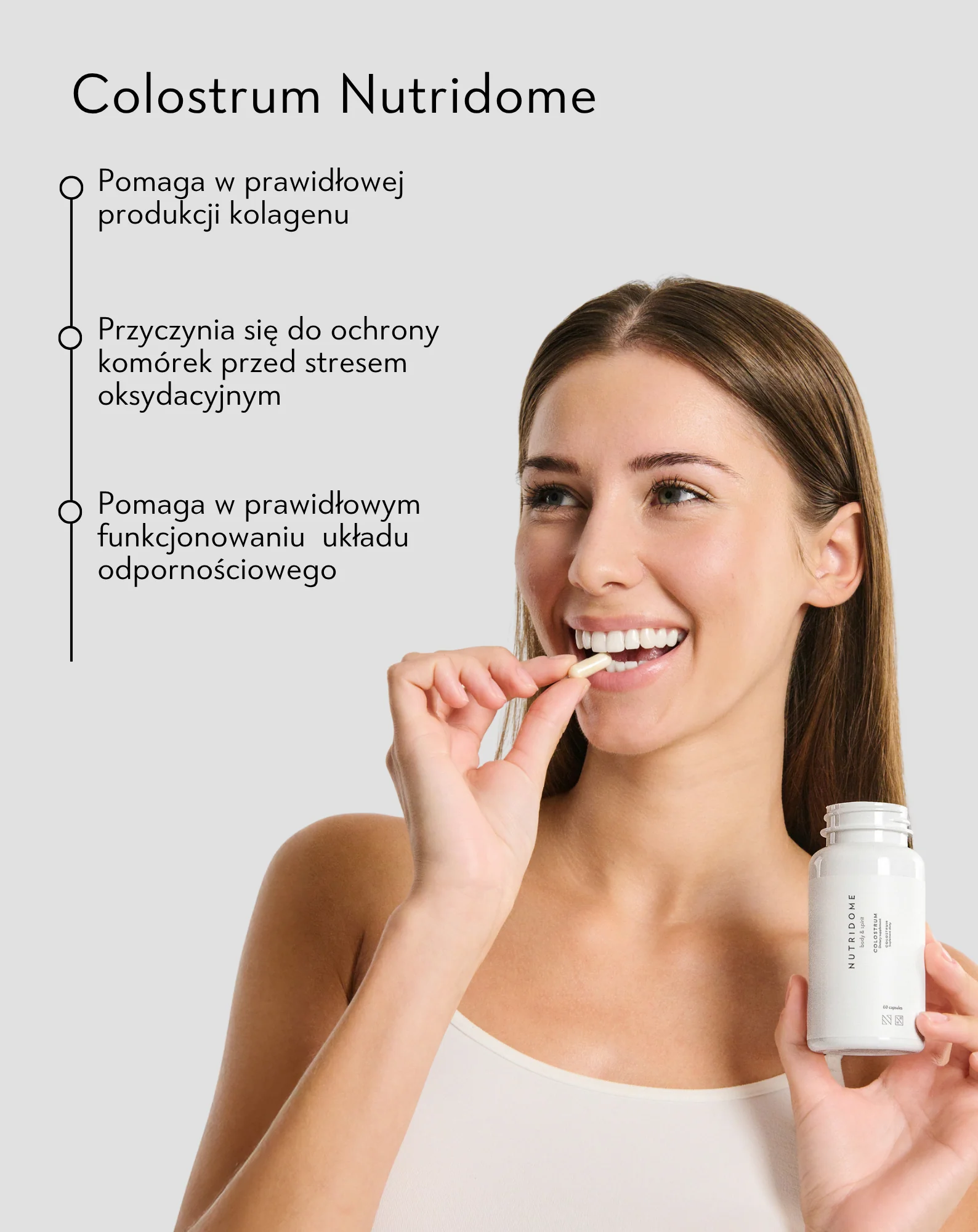 Colostrum 1000 mg/dzień na odporność, siara bydlęca z witaminami i minerałami Nutridome 60 szt. - Image 2