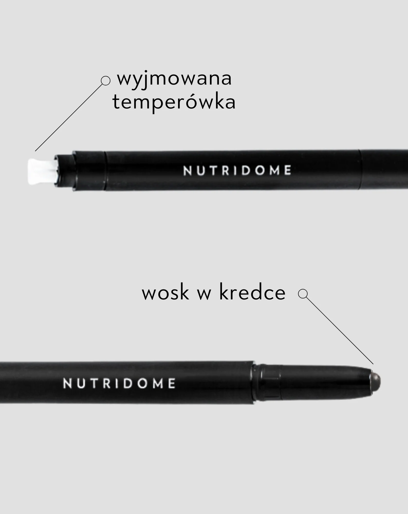 Czarny wosk do brwi w kredce z olejem rycynowym z efektem laminacji Nutridome - Image 3