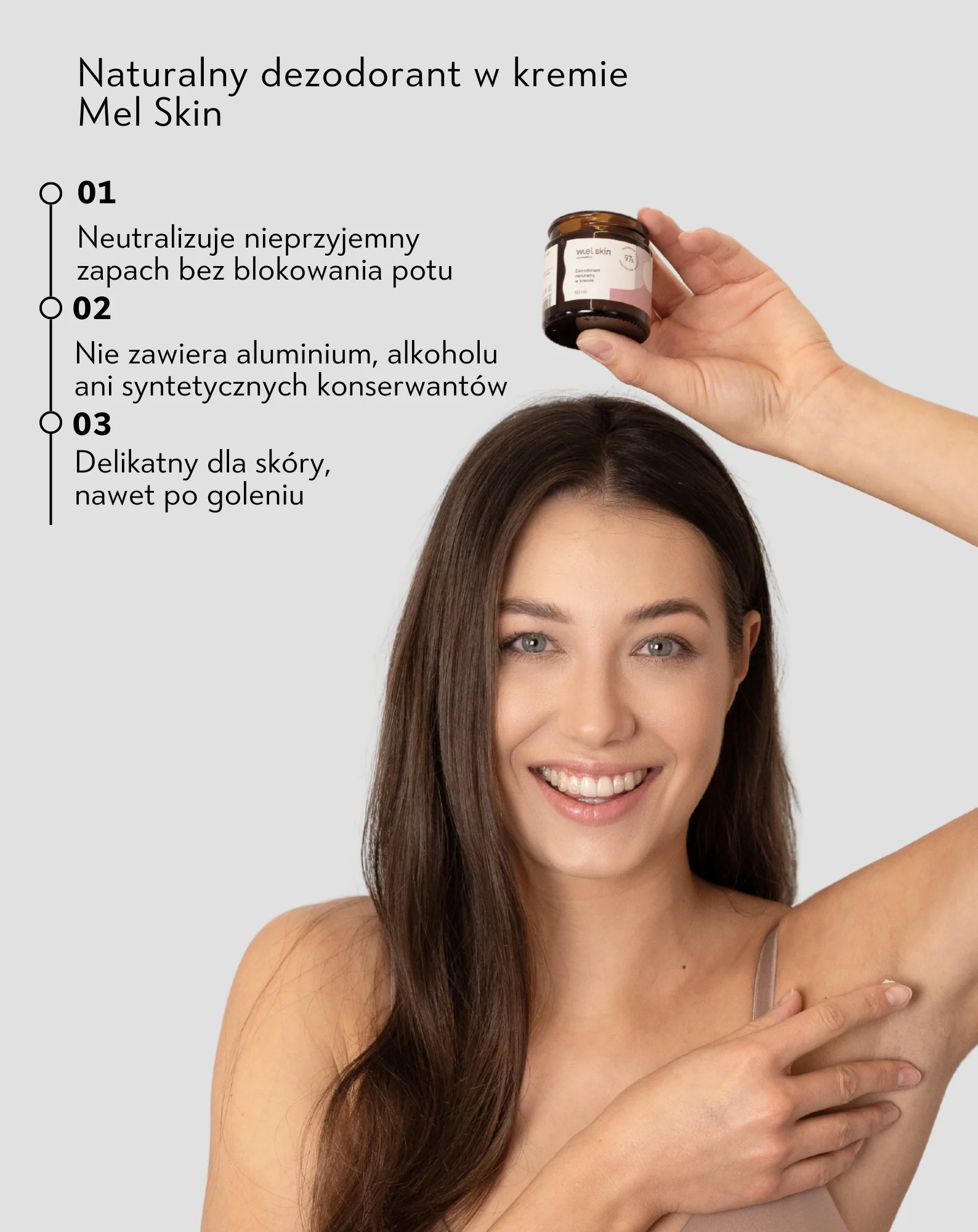 Dezodorant w kremie naturalny pod pachy dla kobiet i dla mężczyzn Mel Skin - Image 3