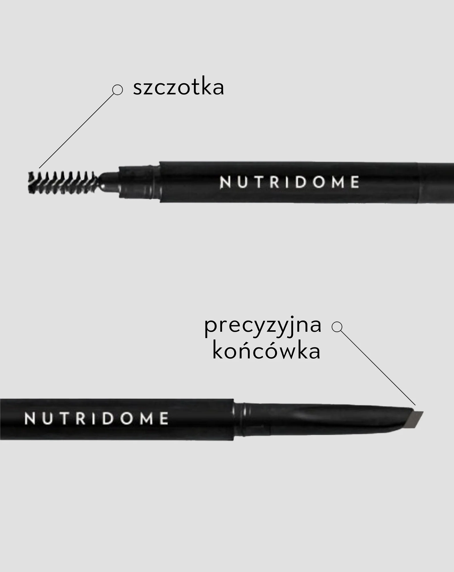 Grafitowa kredka do brwi ze szczotką i precyzyjną końcówką z olejem rycynowym Nutridome - Image 3