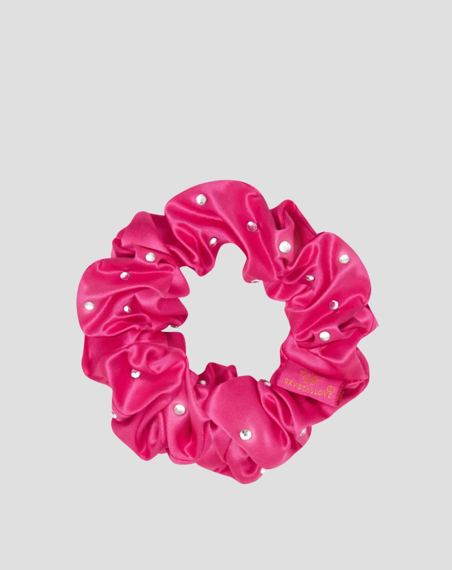 Gumka do włosów z jedwabiu z kryształkami –hot pink Crystallove - Image 3