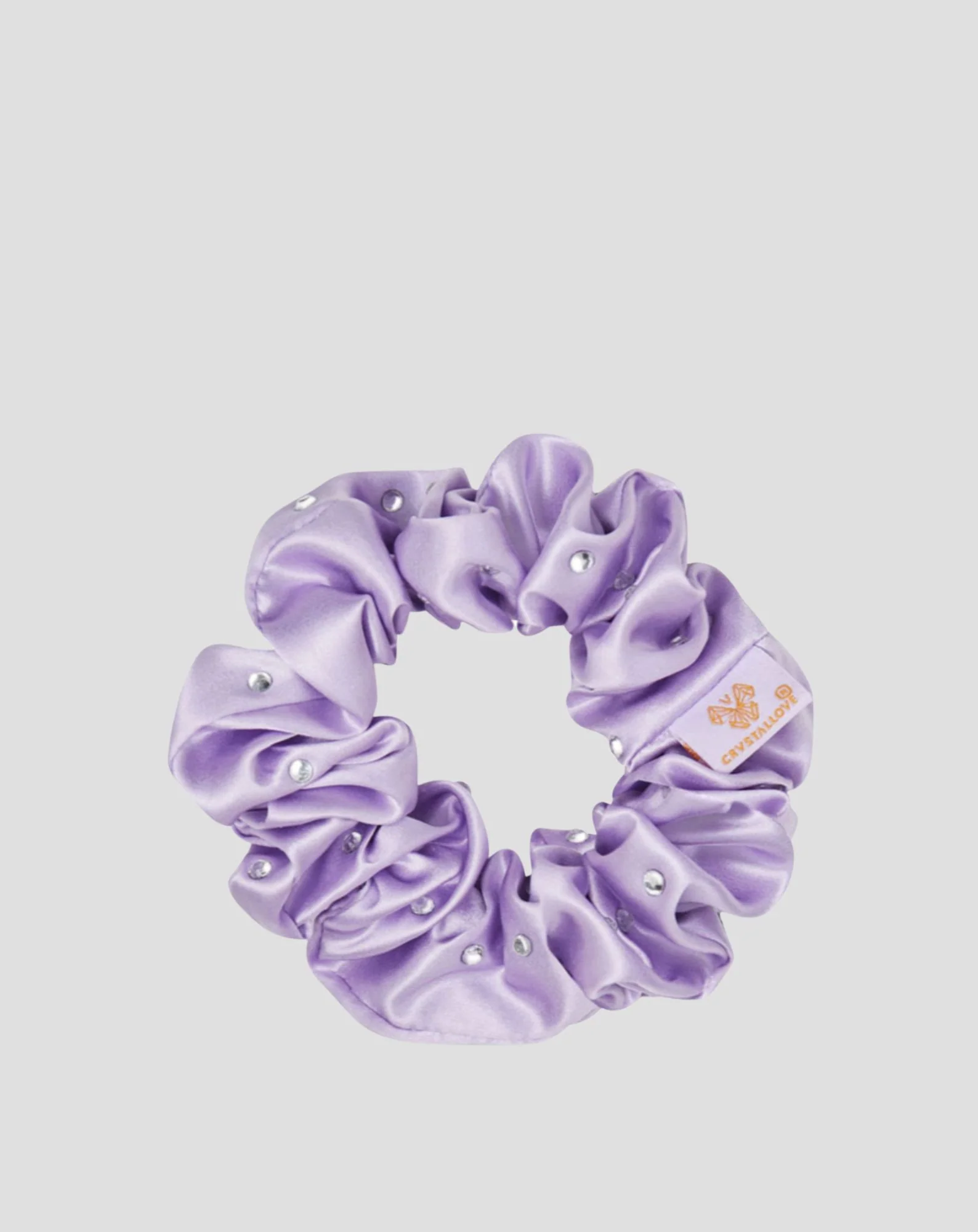 Gumka do włosów z jedwabiu z kryształkami – lilac Crystallove - Image 3