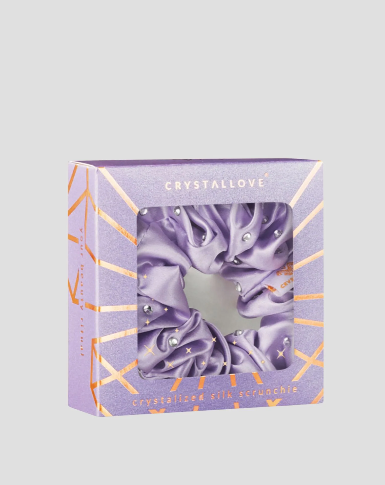 Gumka do włosów z jedwabiu z kryształkami – lilac Crystallove - Image 4