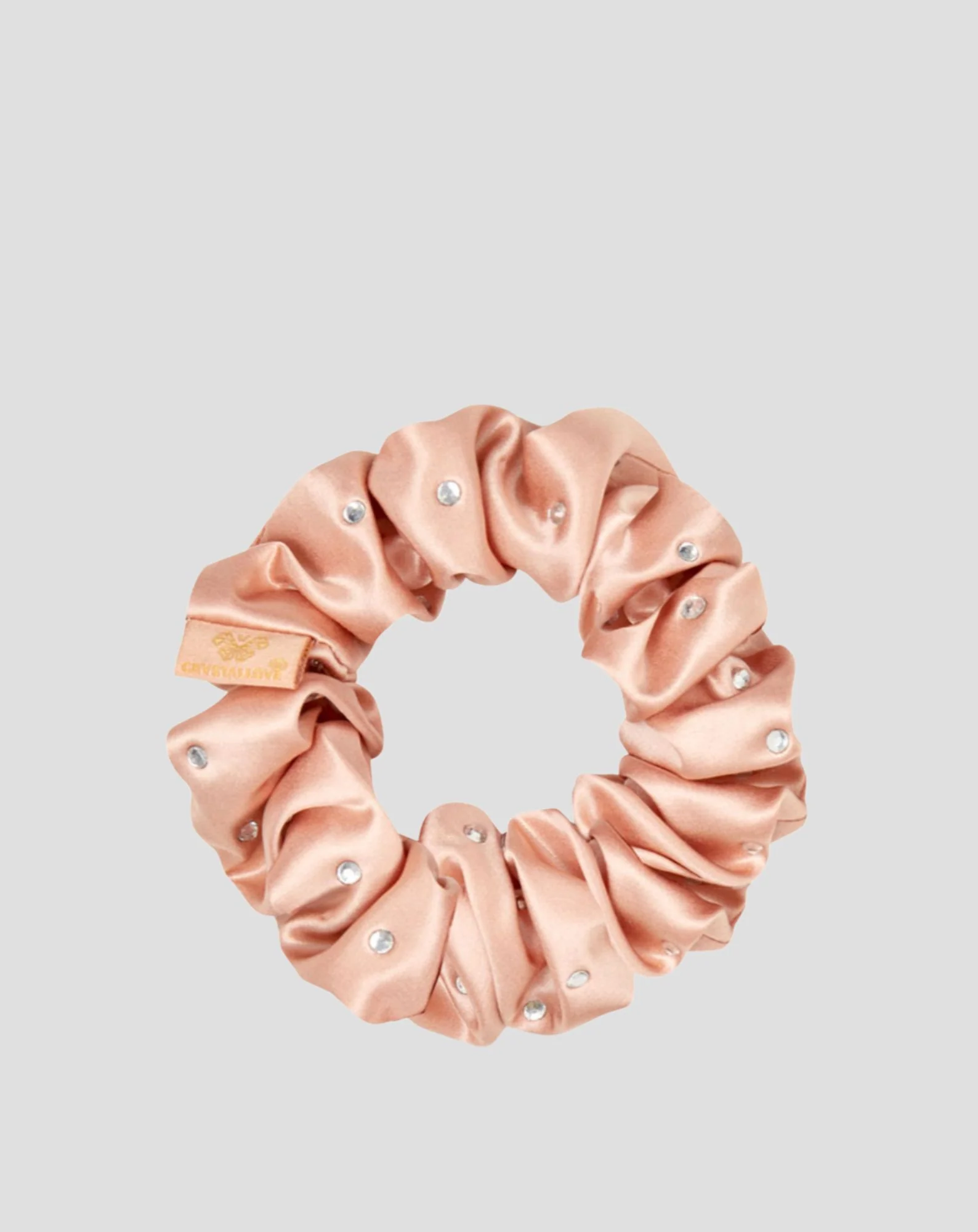 Gumka do włosów z jedwabiu z kryształkami – rose gold Crystallove - Image 3
