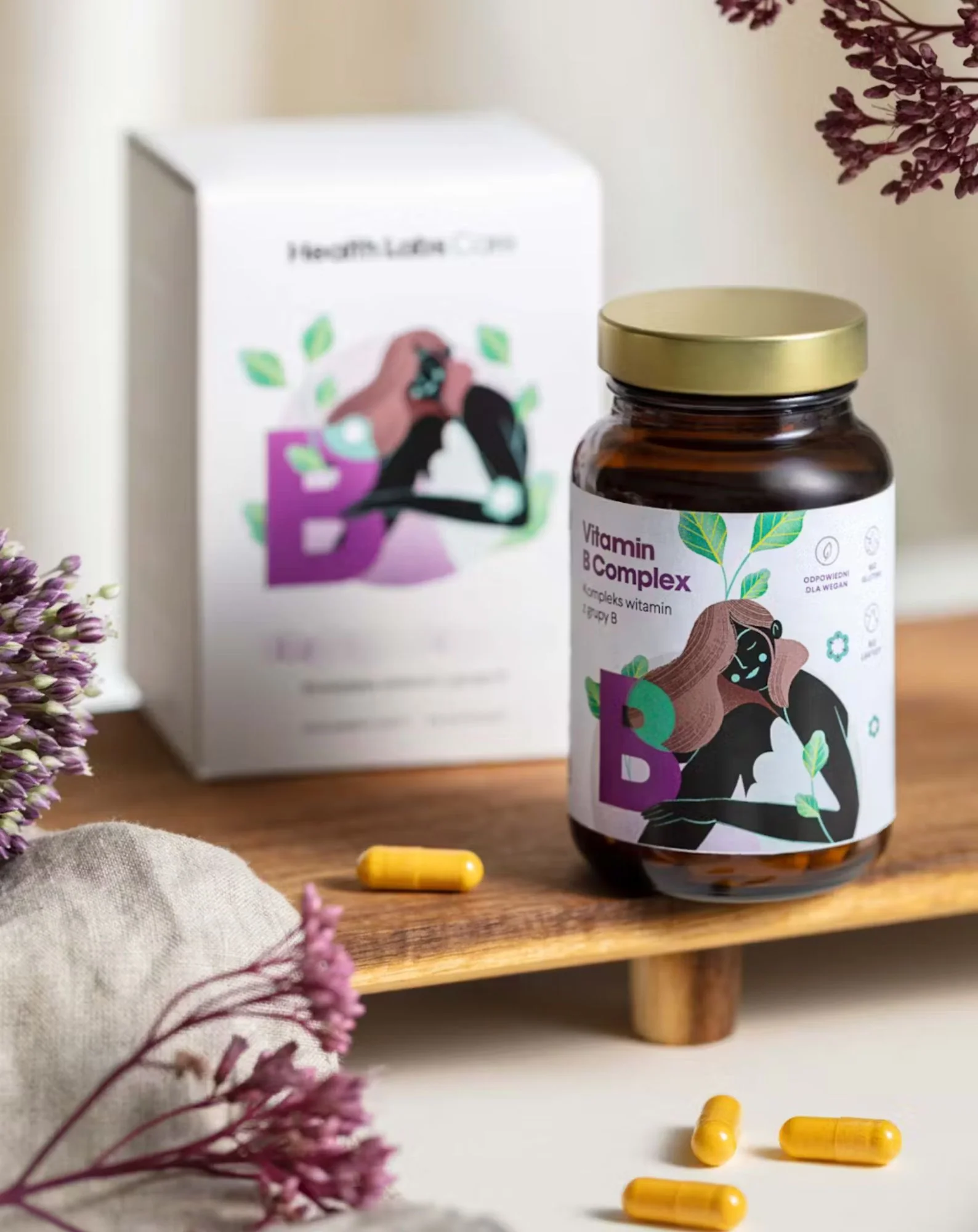 Kompleks witamin z grupy B wolny od glutenu i laktozy Complex Health Labs Care 60 kapsułek - Image 2
