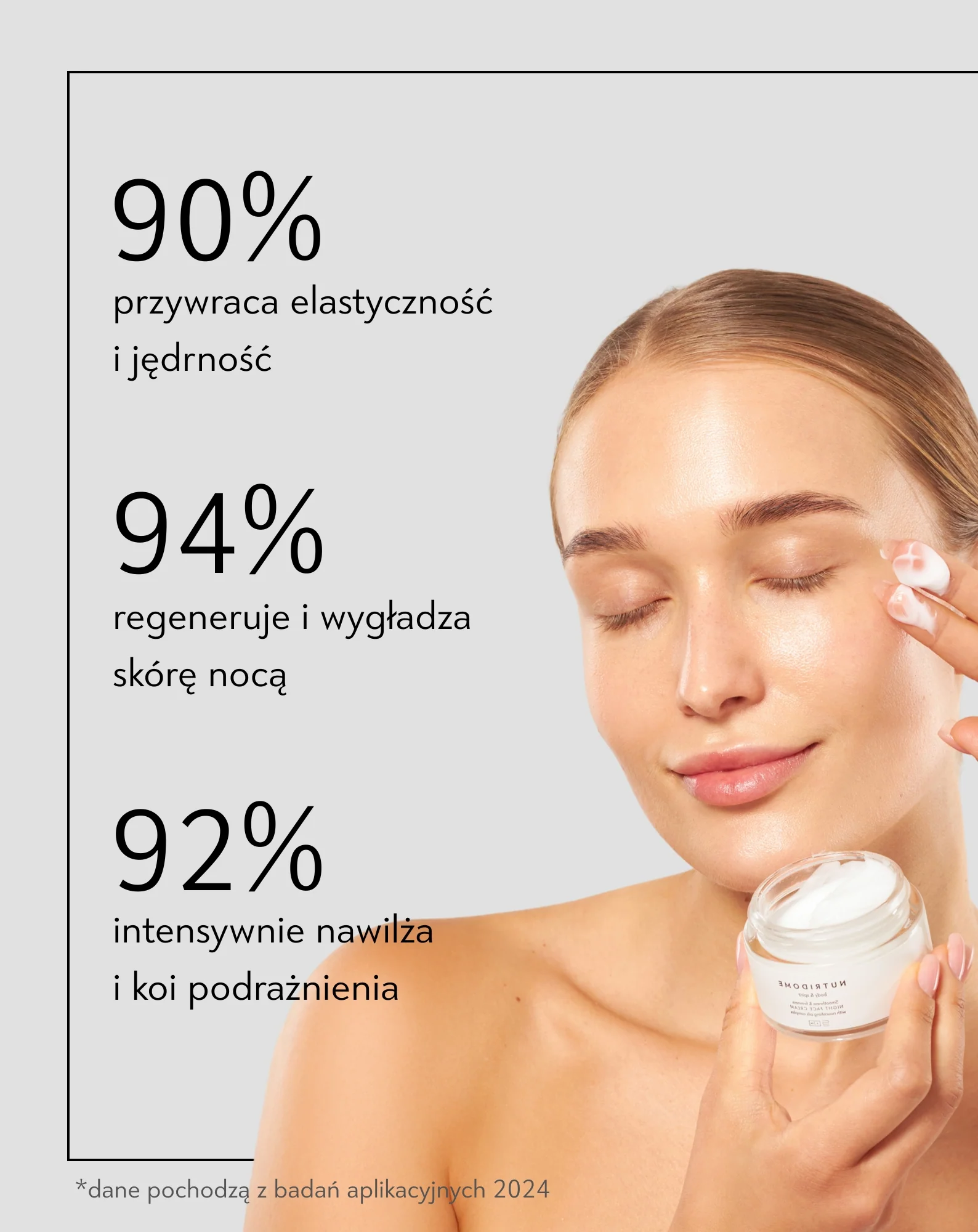 Krem do twarzy na noc wygładzający i ujędrniający z kwasem hialuronowym Nutridome - Image 6
