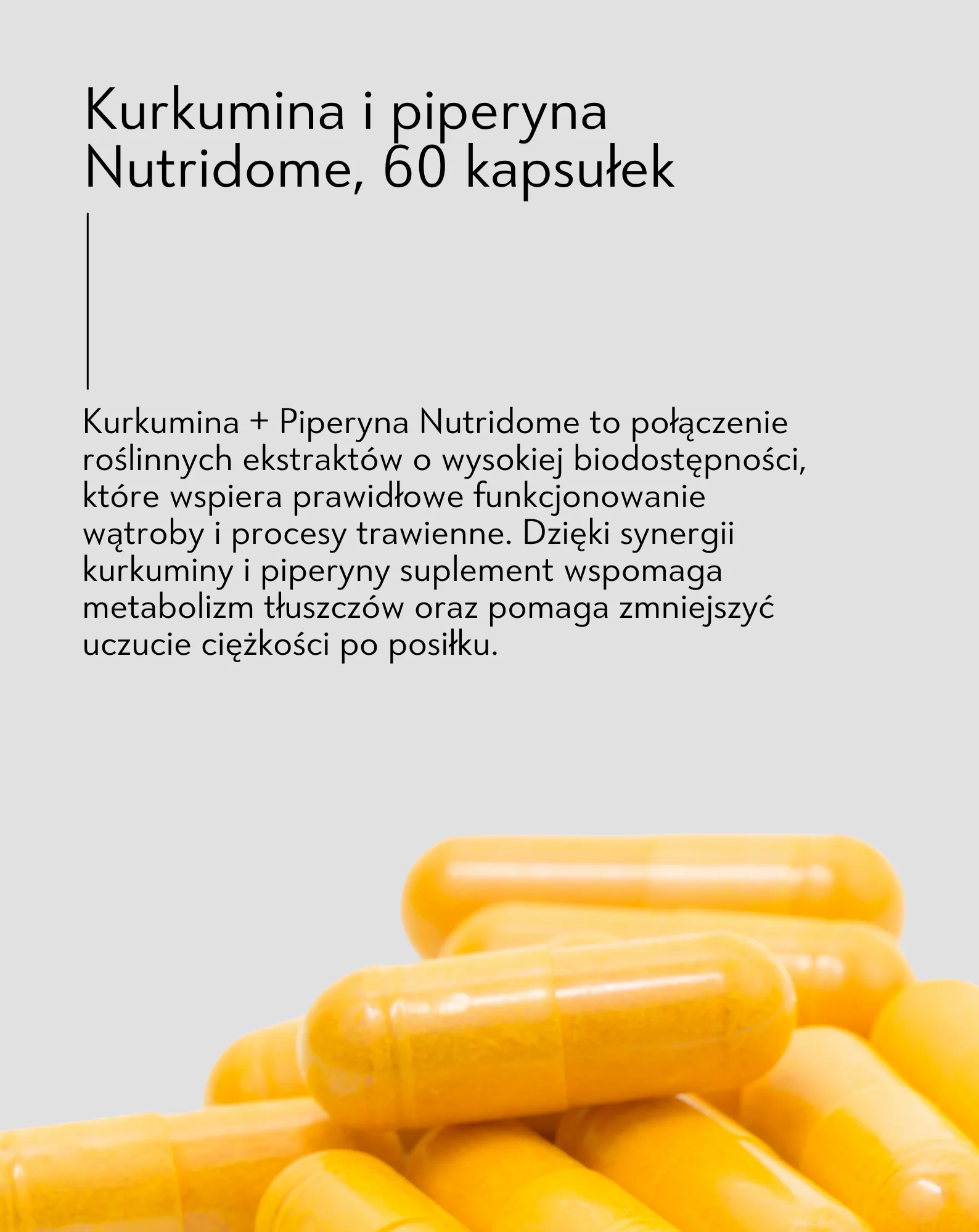 Kurkumina i piperyna na wsparcie trawienia i pracy wątroby suplement diety Nutridome 60 kapsułek - Image 3