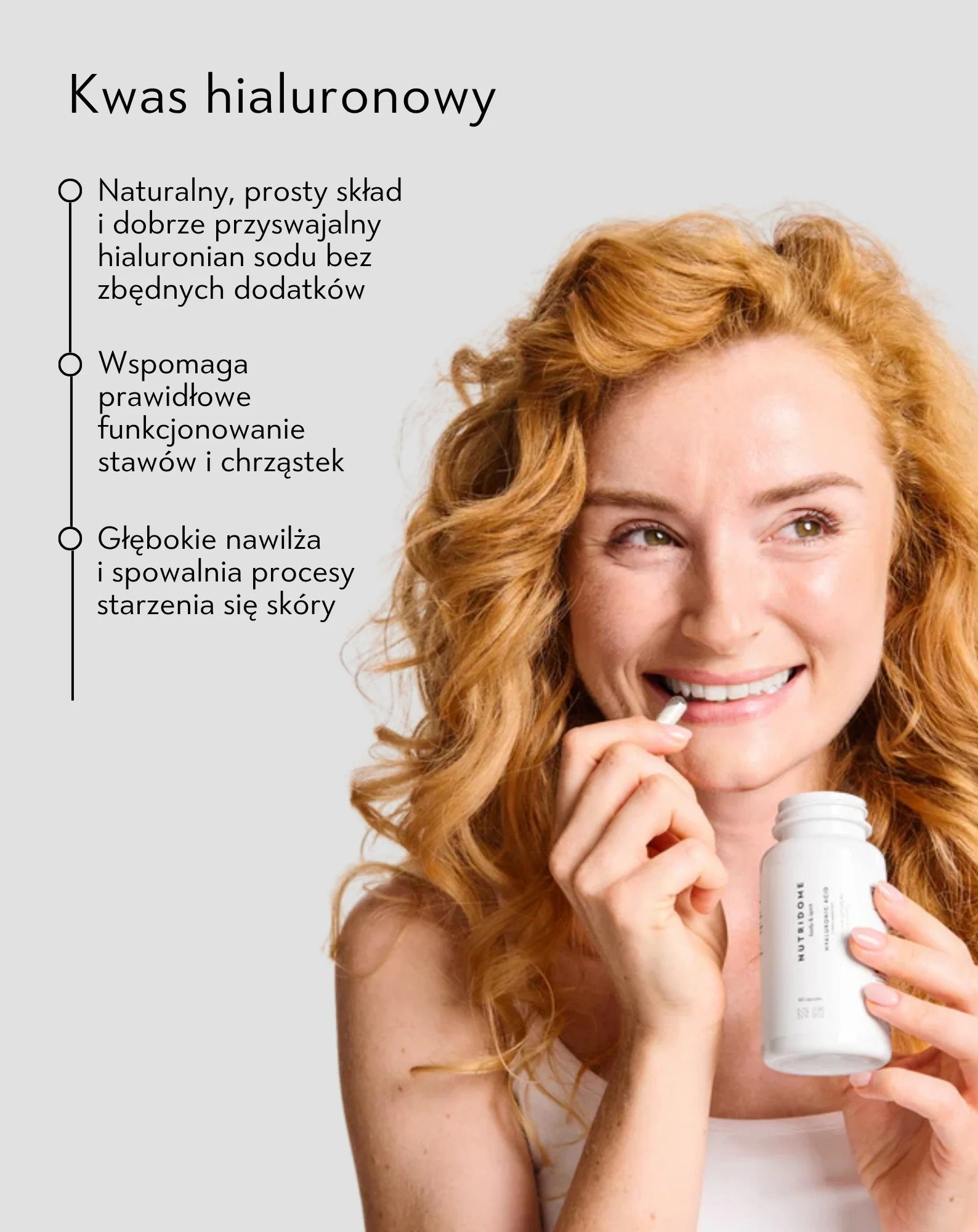 Kwas hialuronowy 300 mg/dzień Nutridome dla zdrowej skóry i stawów 60 kapsułek - Image 4