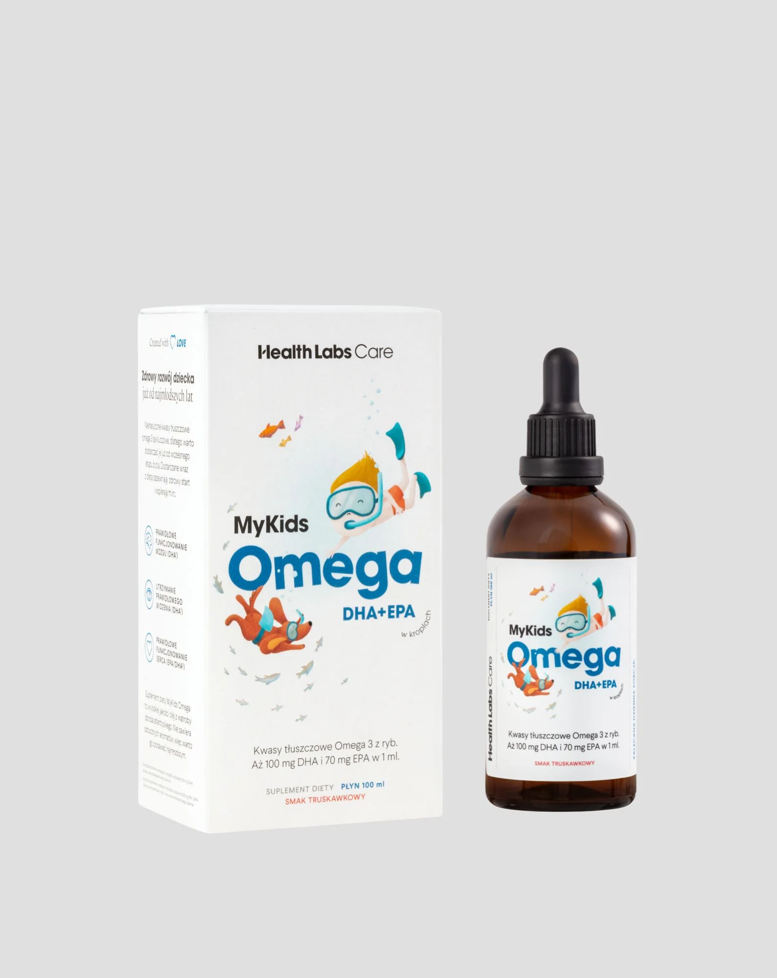 Kwasy omega-3 EPA i DHA w kroplach dla dzieci MyKids Omega Health Labs Care - Image 3