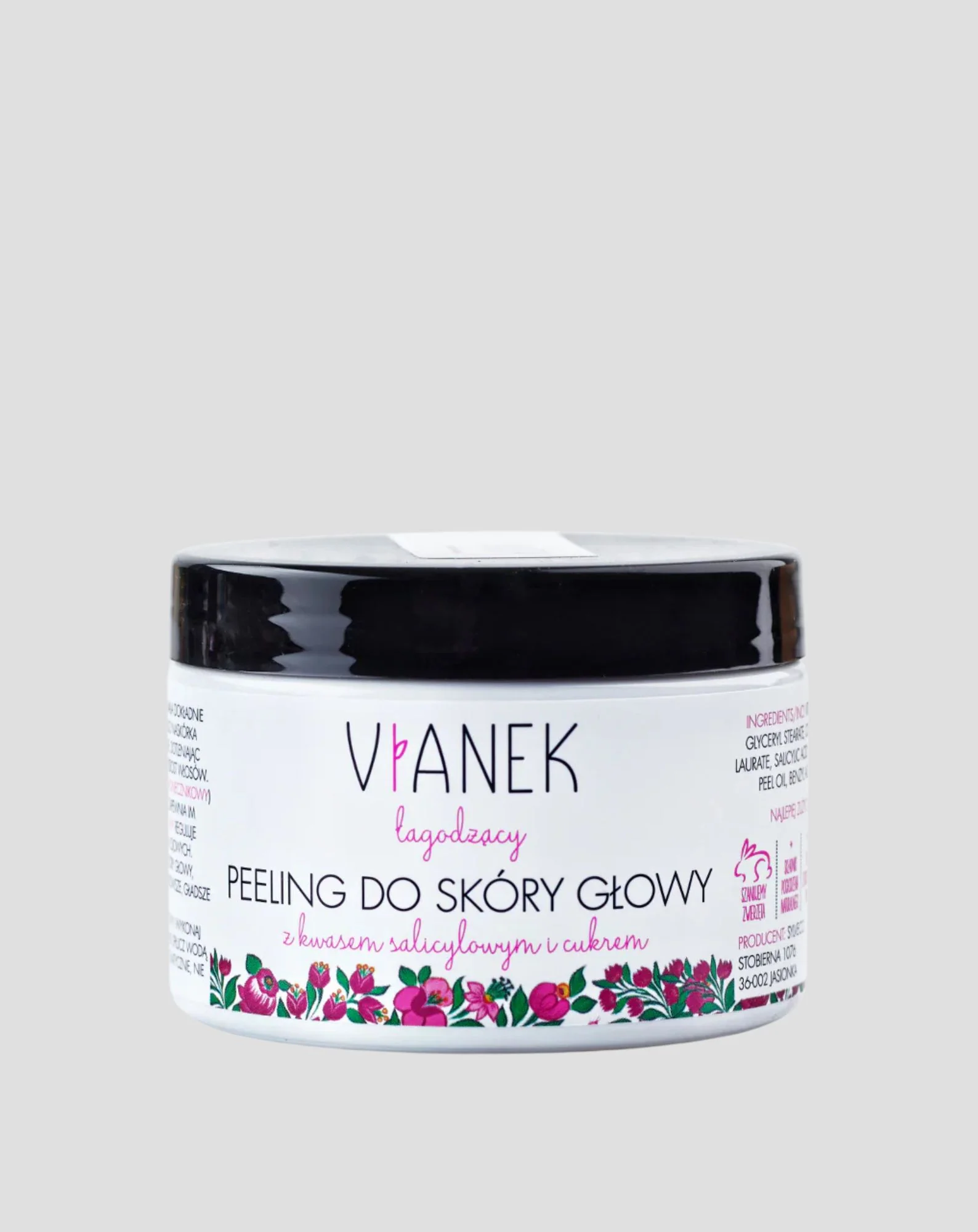 Łagodzący peeling do skóry głowy z kwasem salicylowym i cukrem na łupież Vianek