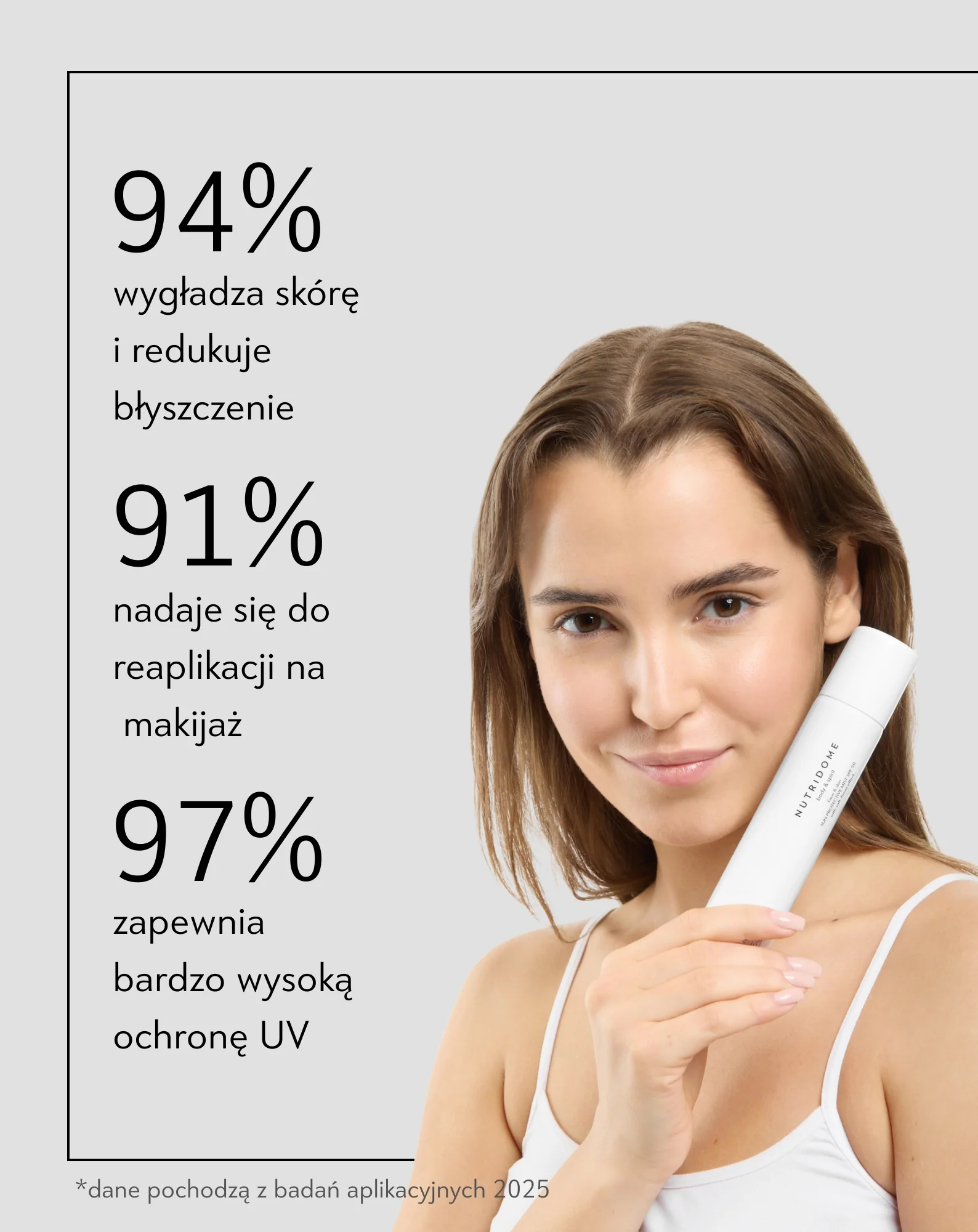 Lekka mgiełka ochronna do twarzy SPF 50 ochrona UVB, UVA w sprayu Nutridome - Image 4