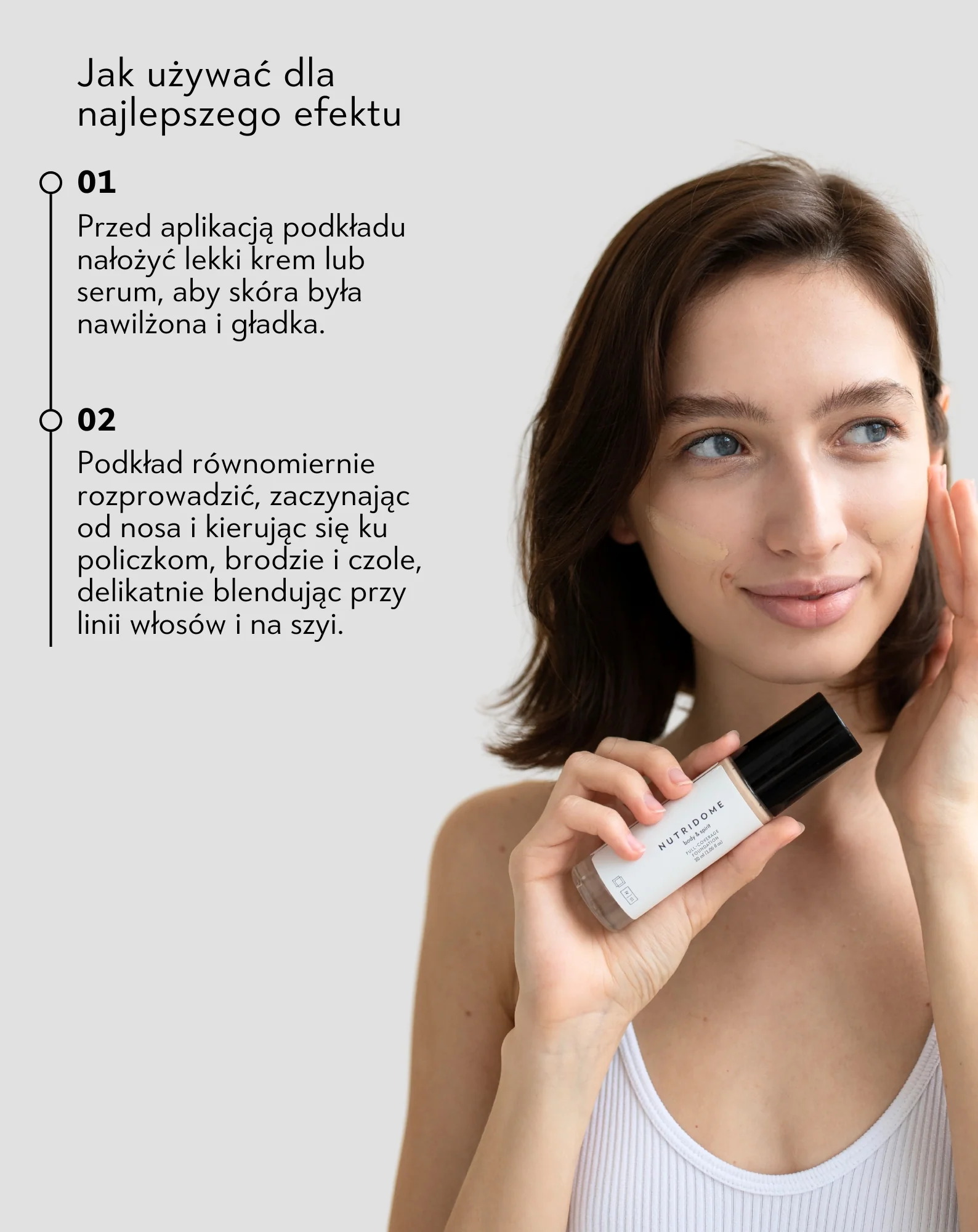 Lekki podkład do twarzy dobrze kryjący matujący 12h 02 Natural Nutridome - Image 3