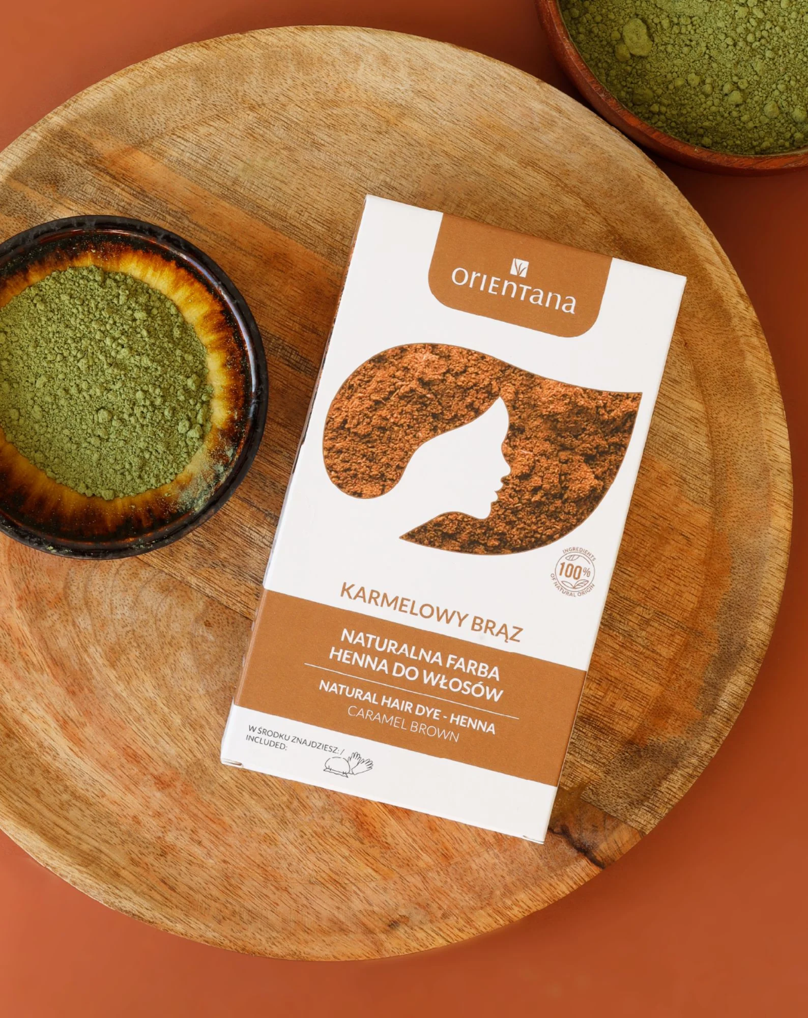 Naturalna farba do włosów bio henna karmelowy brąz Orientana - Image 2