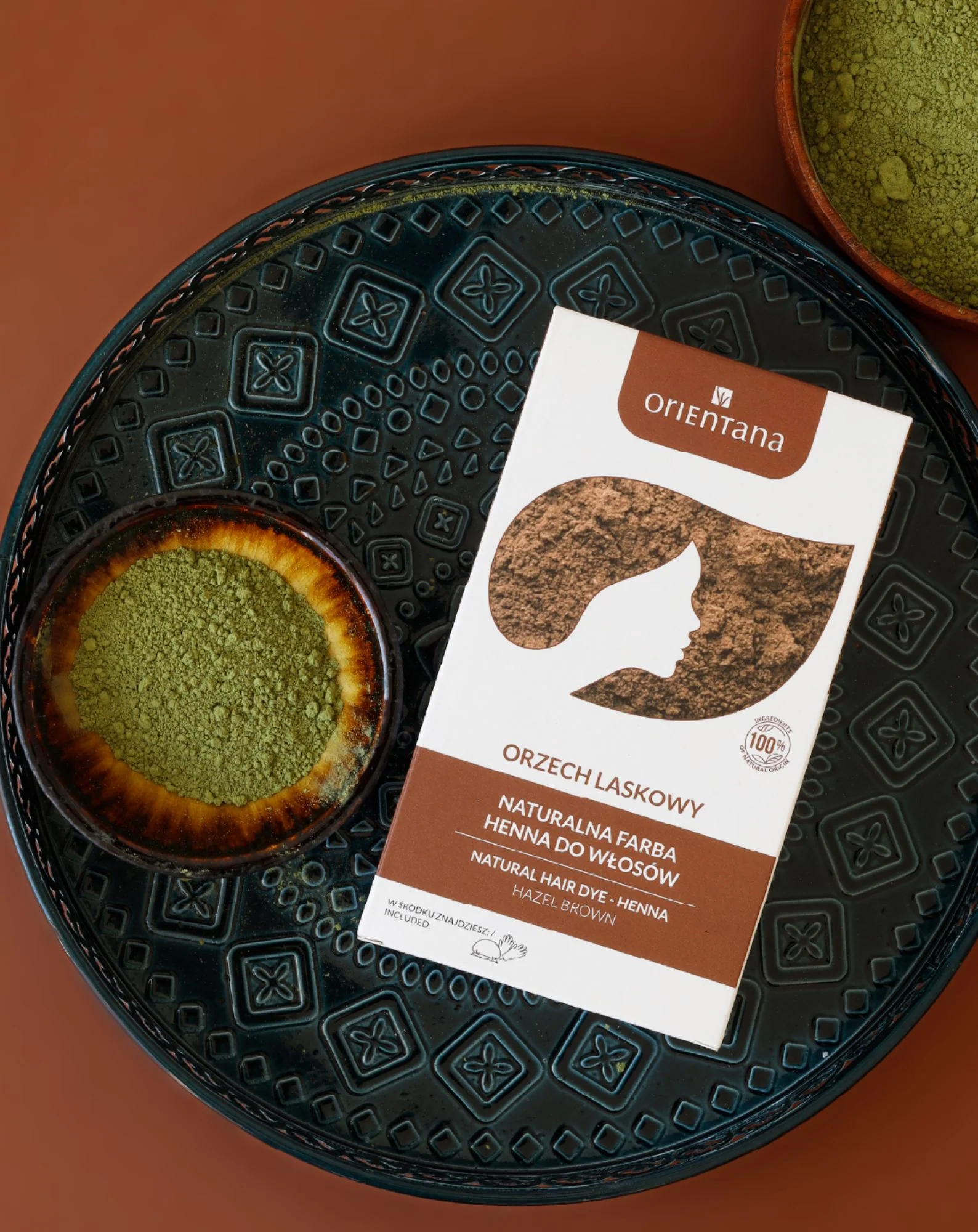 Naturalna farba do włosów bio henna orzech laskowy Orientana - Image 2
