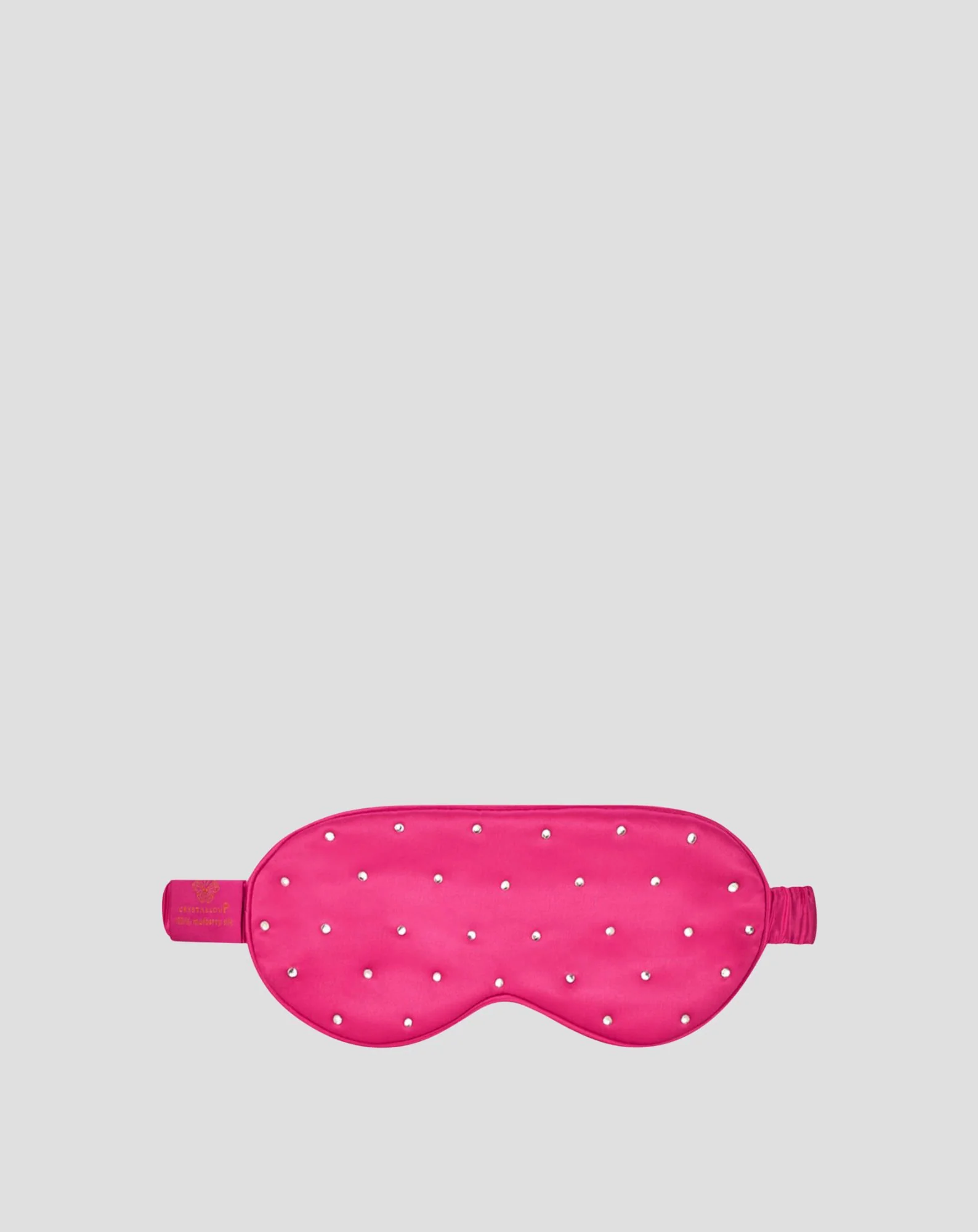 Opaska na oczy do spania z jedwabiu ozdobiona kryształkami – hot pink Crystallove - Image 3