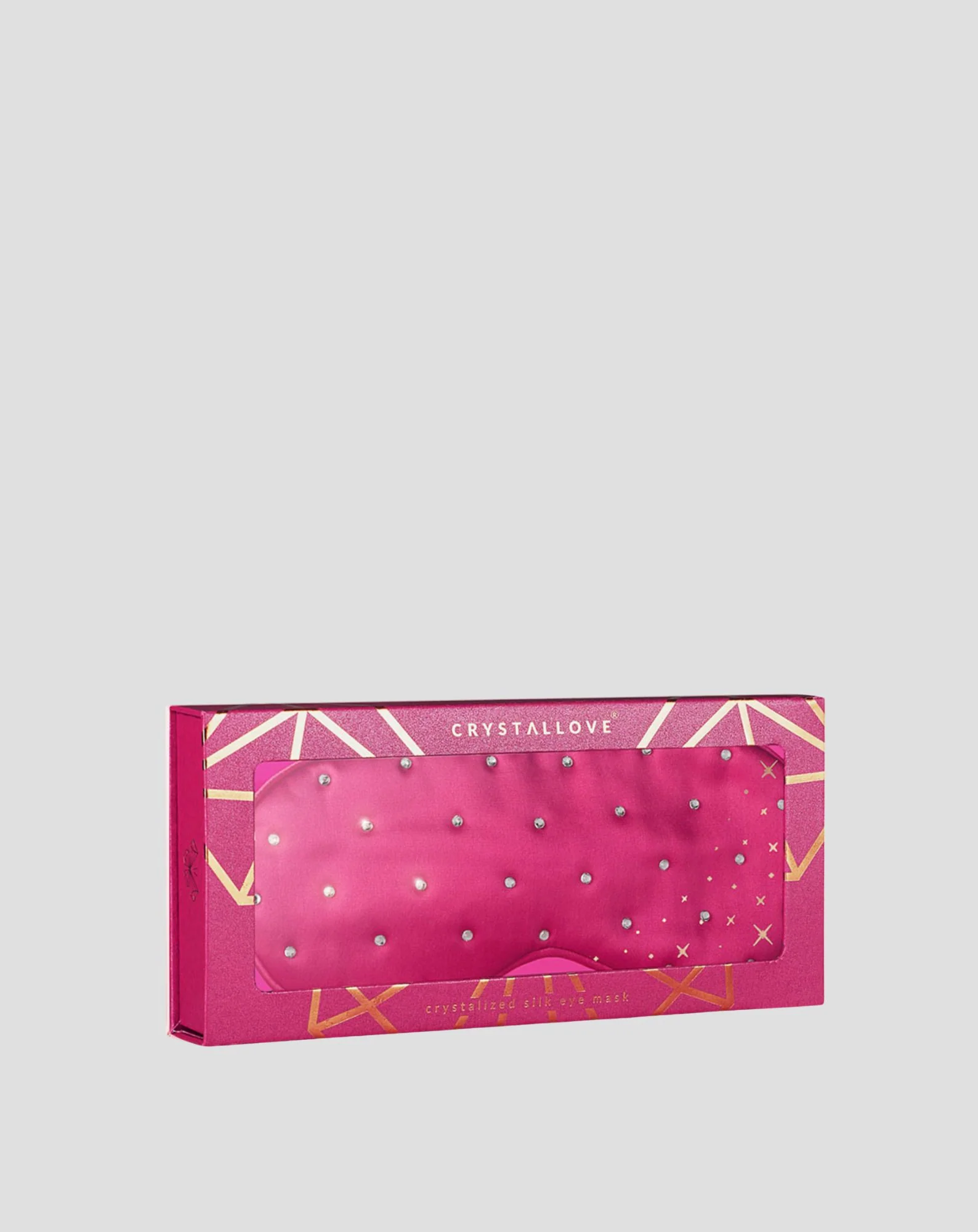 Opaska na oczy do spania z jedwabiu ozdobiona kryształkami – hot pink Crystallove - Image 4
