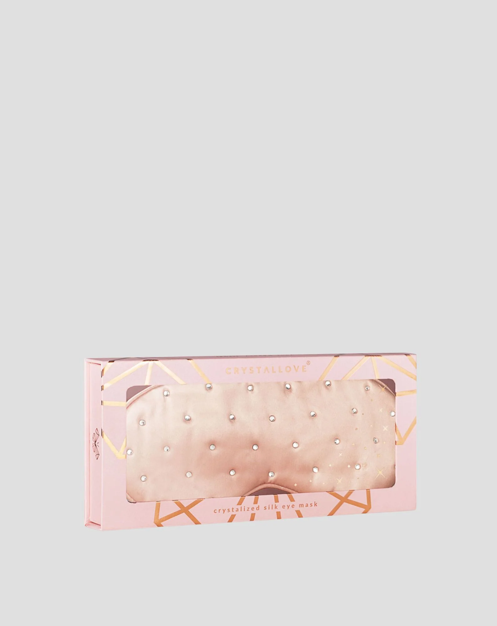 Opaska na oczy do spania z jedwabiu ozdobiona kryształkami – rose gold Crystallove - Image 4