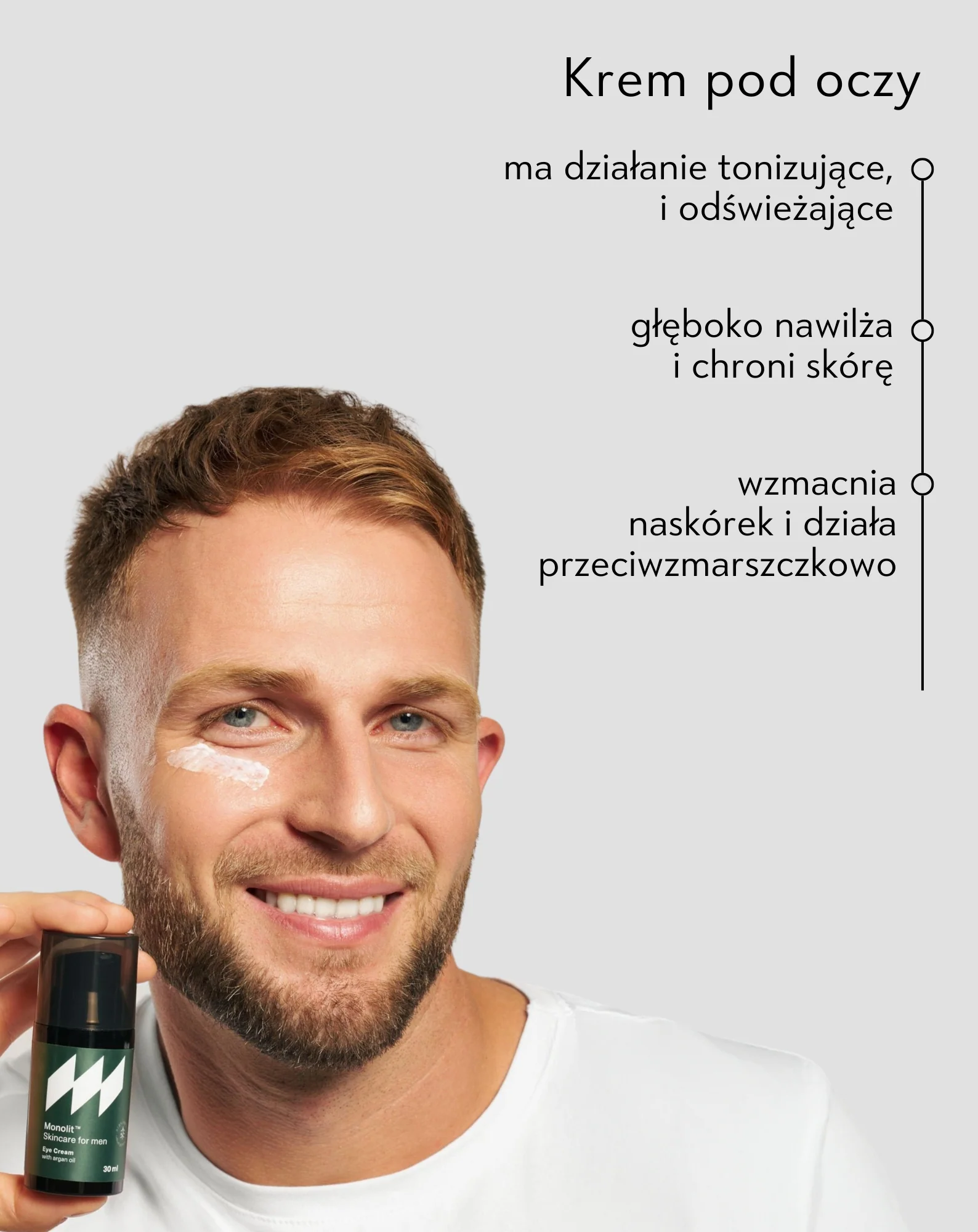 Przeciwzmarszczkowy krem pod oczy dla mężczyzn z olejem arganowym i witaminą C Monolit - Image 3
