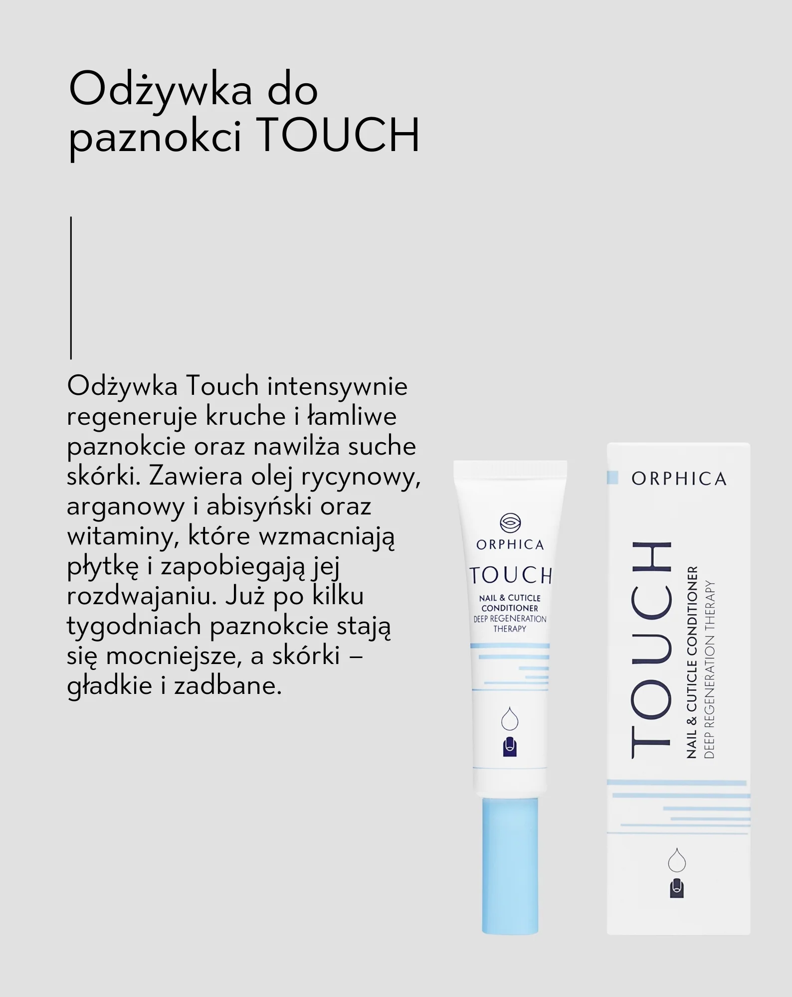 Regenerująca odżywka do paznokci Touch wzmacniająca płytkę i pielęgnująca skórki Orphica - Image 4