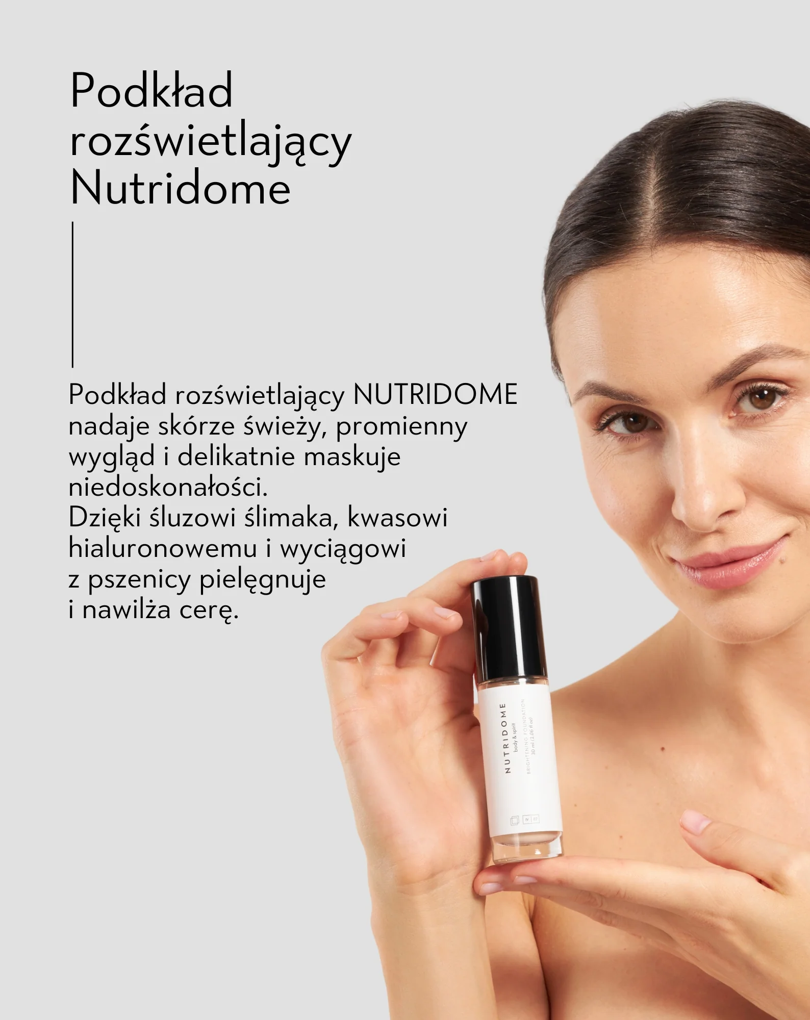 Rozświetlający podkład nawilżający z kwasem hialuronowym 05 Beige Nutridome - Image 4