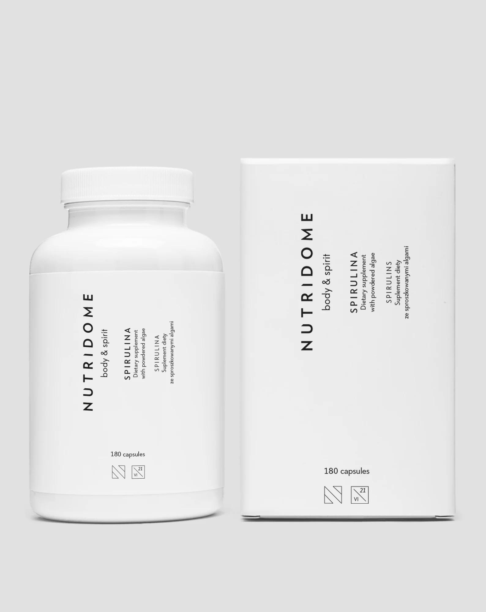 Spirulina tabletki z algami morskimi dla oczyszczenia organizmu Nutridome 180 kapsułek - Image 2
