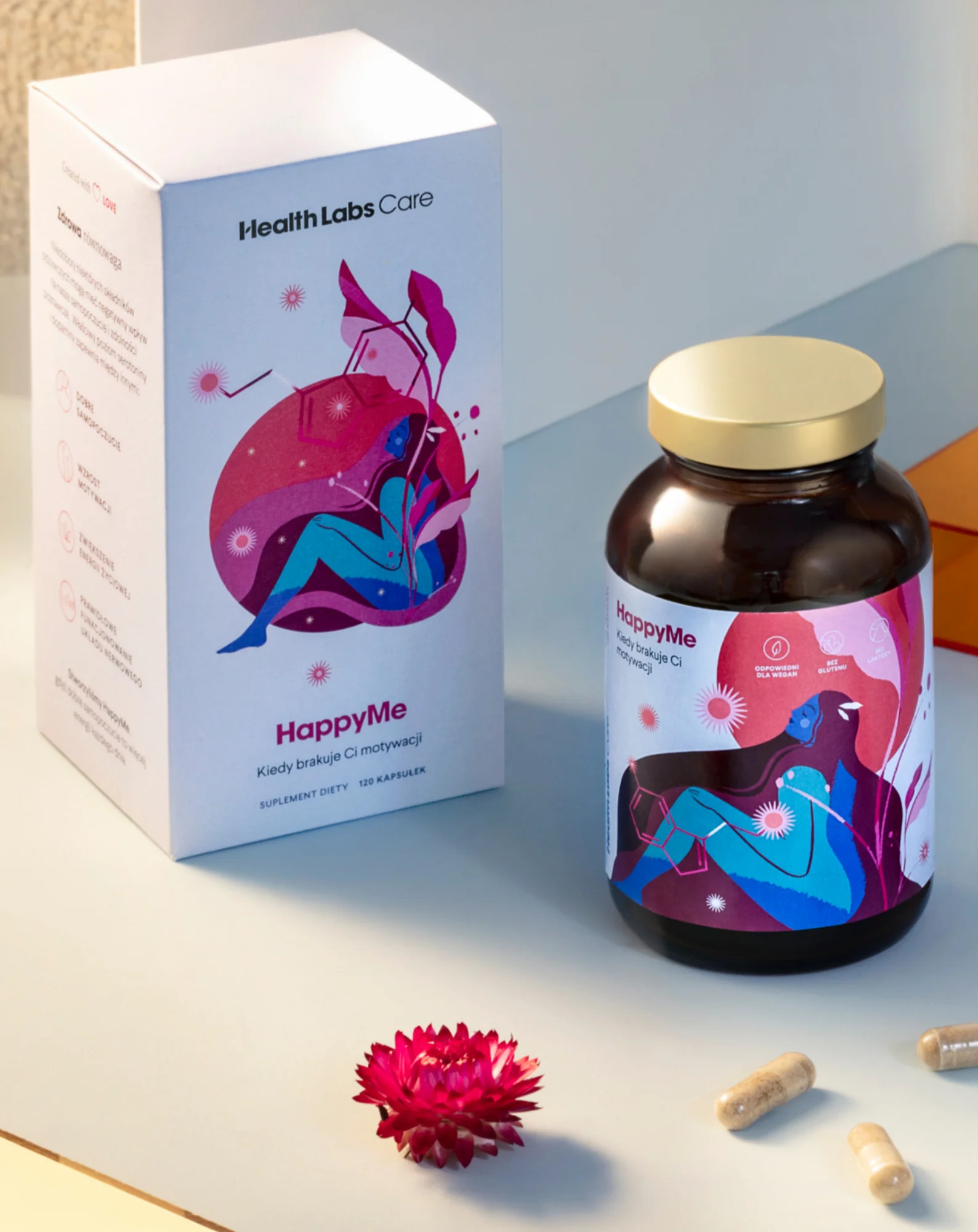 Suplement poprawiający samopoczucie HappyMe Health Labs Care 120 kapsułek - Image 2