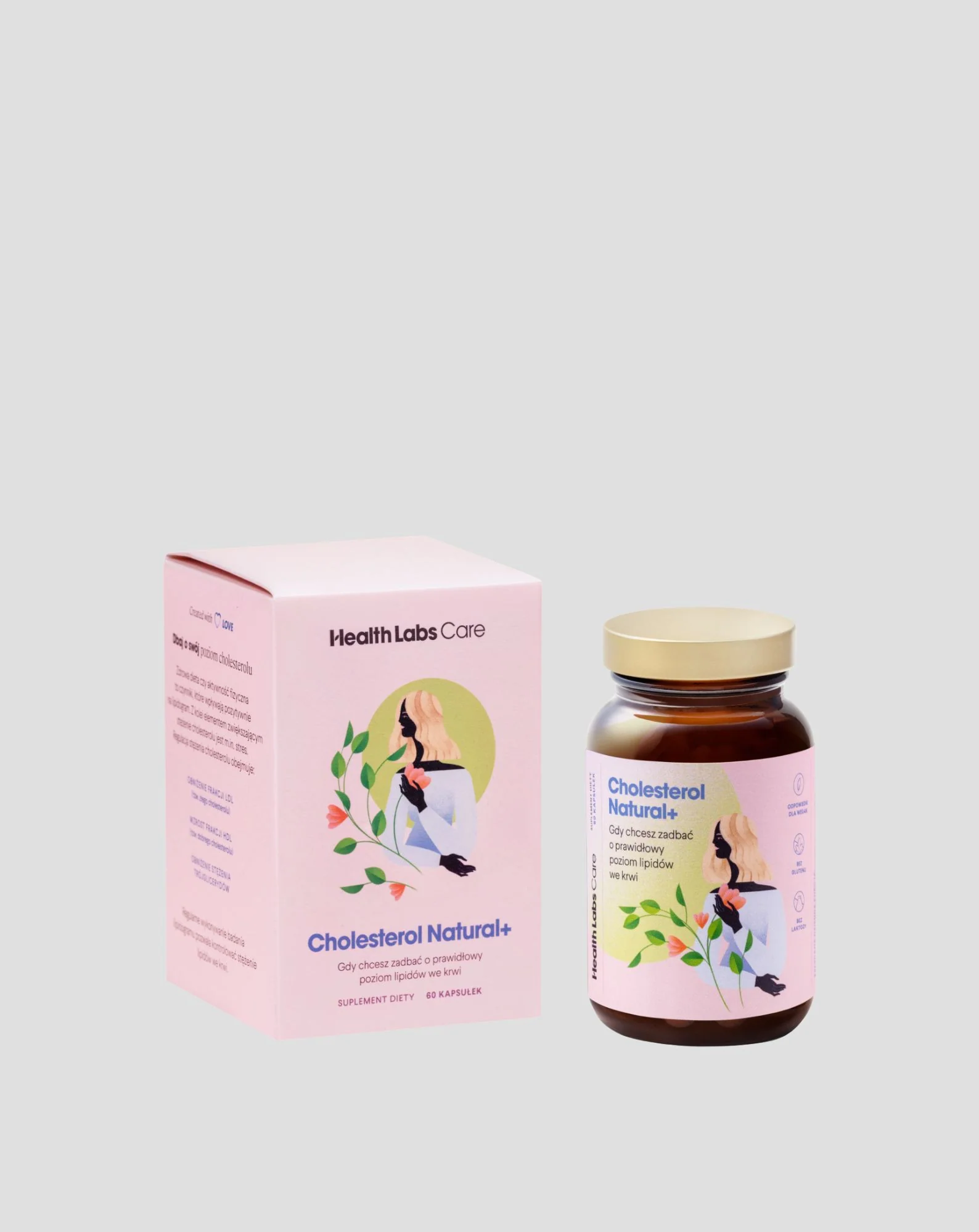 Suplement wspierający przy wysokim cholesterolu z monakoliną K Cholesterol Natural+ Health Labs Care 60 kapsułek - Image 4