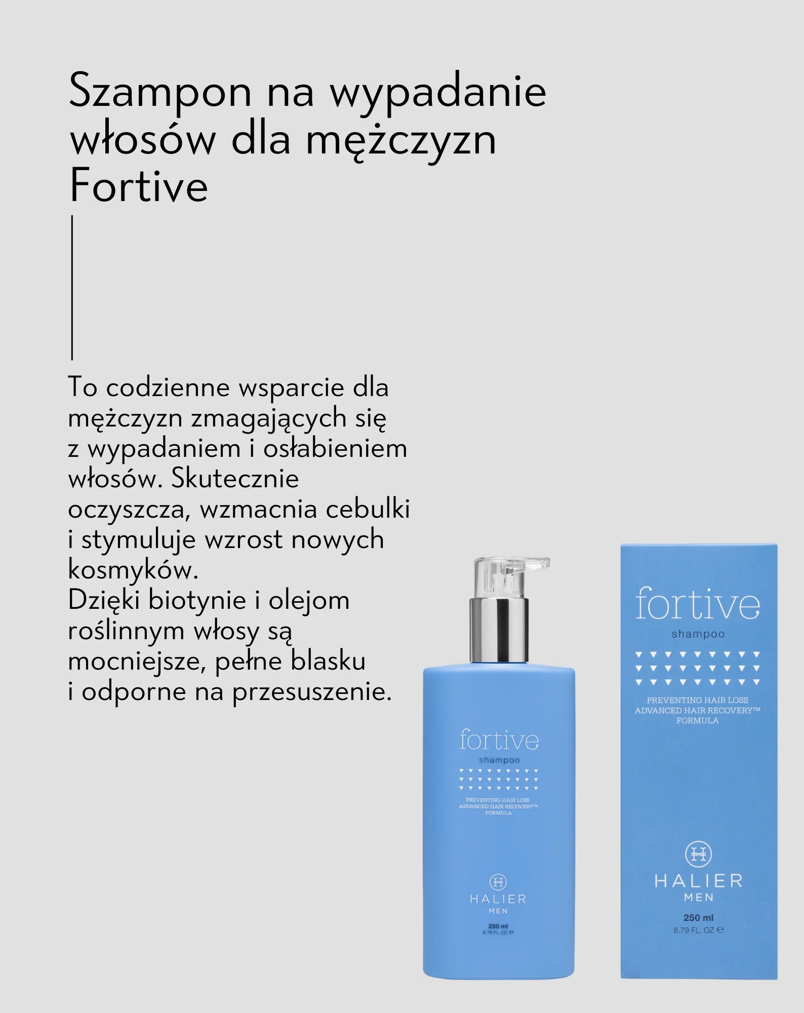 Szampon na wypadanie włosów dla mężczyzn z olejem arganowym Fortive 250 ml Halier - Image 4