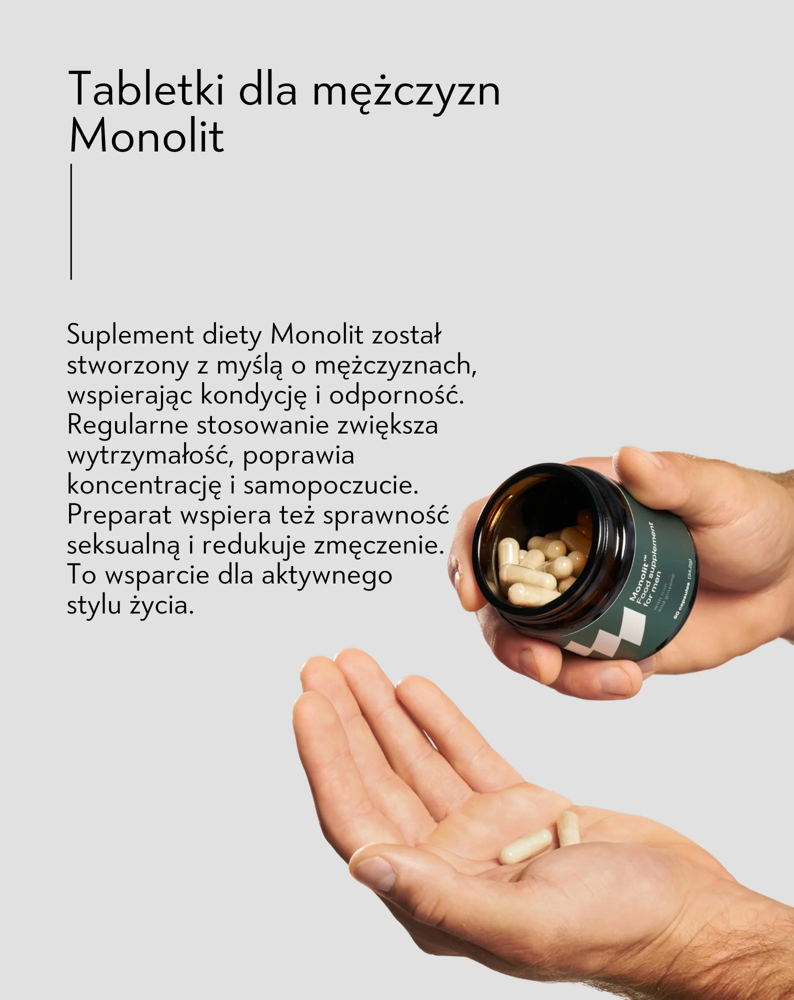 Tabletki dla mężczyzn na wsparcie sprawności fizycznej i umysłowej oraz odporność Monolit 60 kapsułek - Image 3