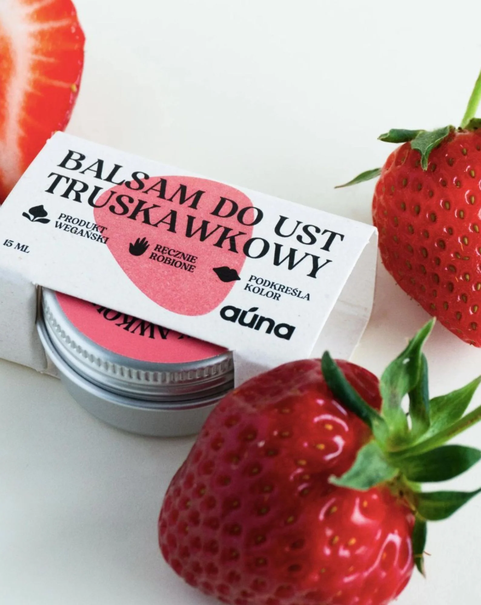 Truskawkowy balsam do ust podkreślający kolor warg i nadający blasku Auna - Image 4