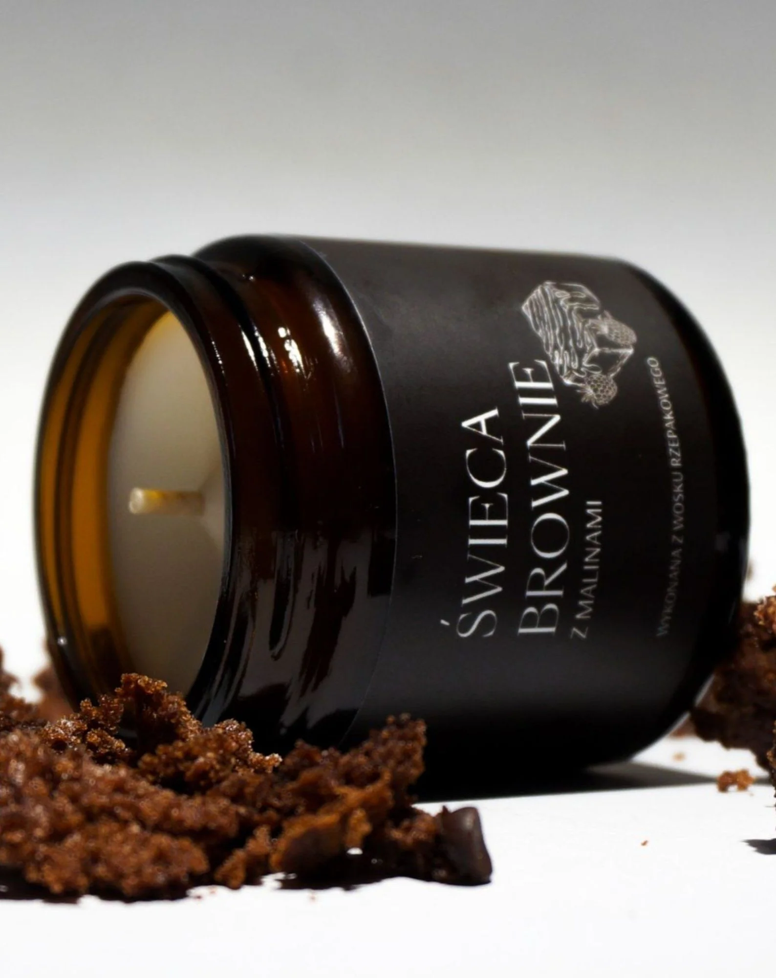 Wegańska świeca rzepakowa o zapachu brownie z malinami 120 ml MgLife - Image 2
