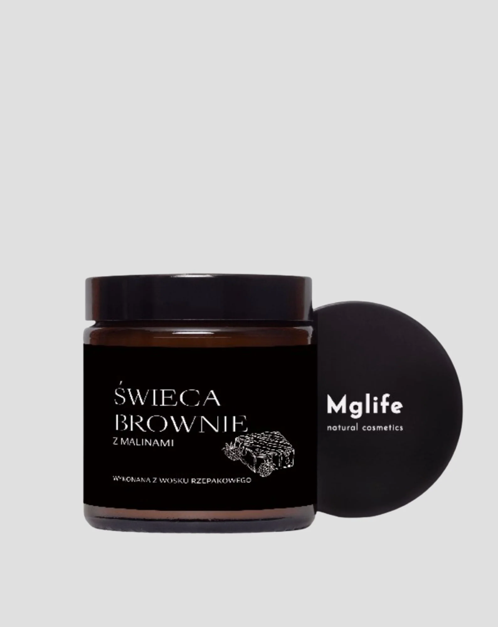 Wegańska świeca rzepakowa o zapachu brownie z malinami 120 ml MgLife - Image 4