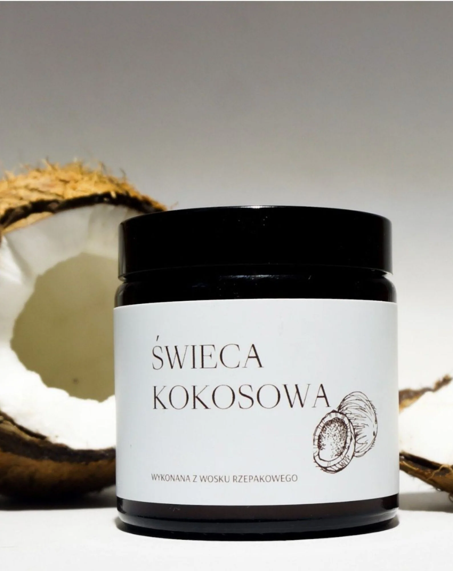 Wegańska świeca rzepakowa z bawełnianym knotem o zapachu kokosa 120 ml MgLife - Image 3