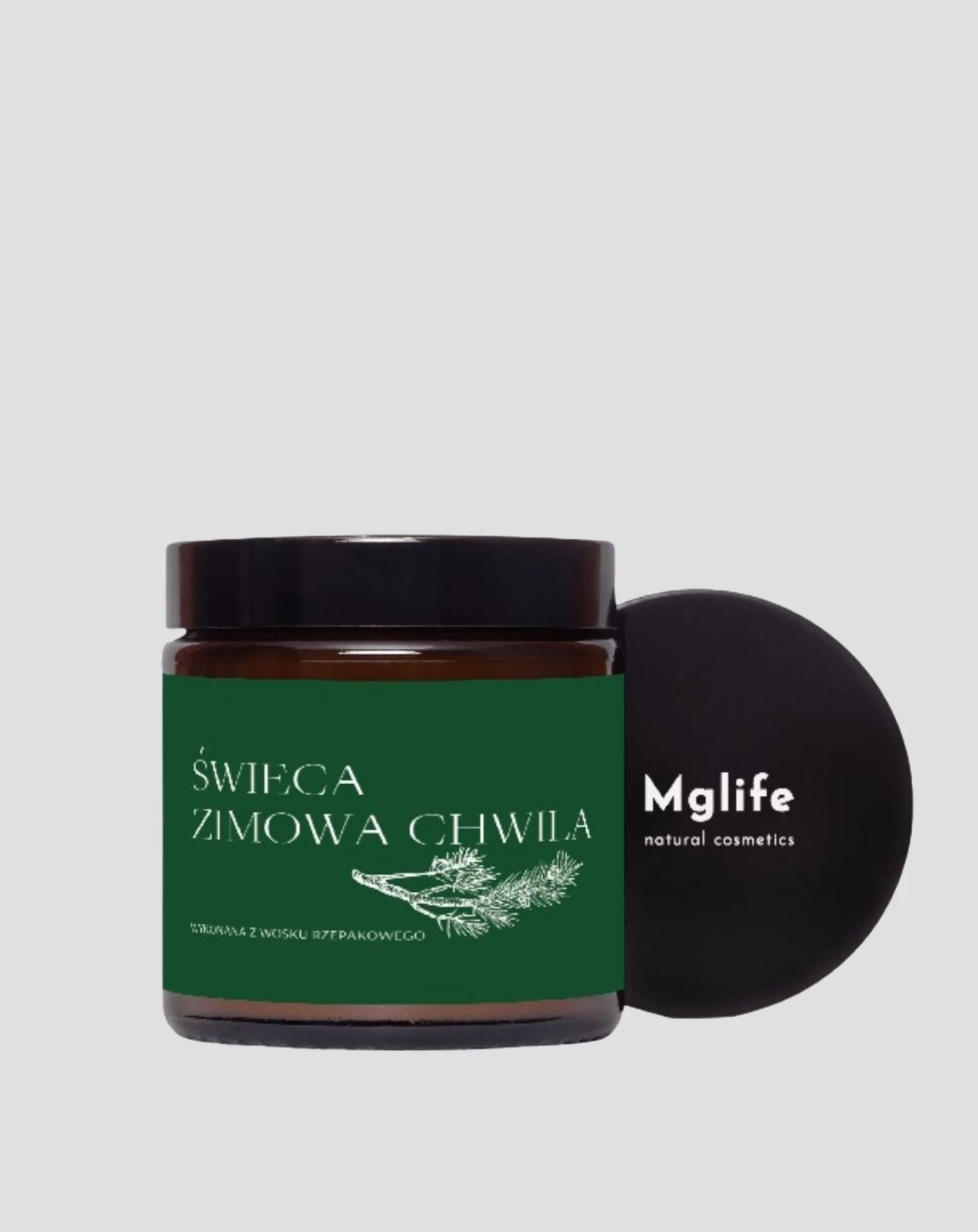 Wegańska świeca rzepakowa Zimowa chwila o zapachu  sosny, cedru i bursztynu 120 ml MgLife - Image 4
