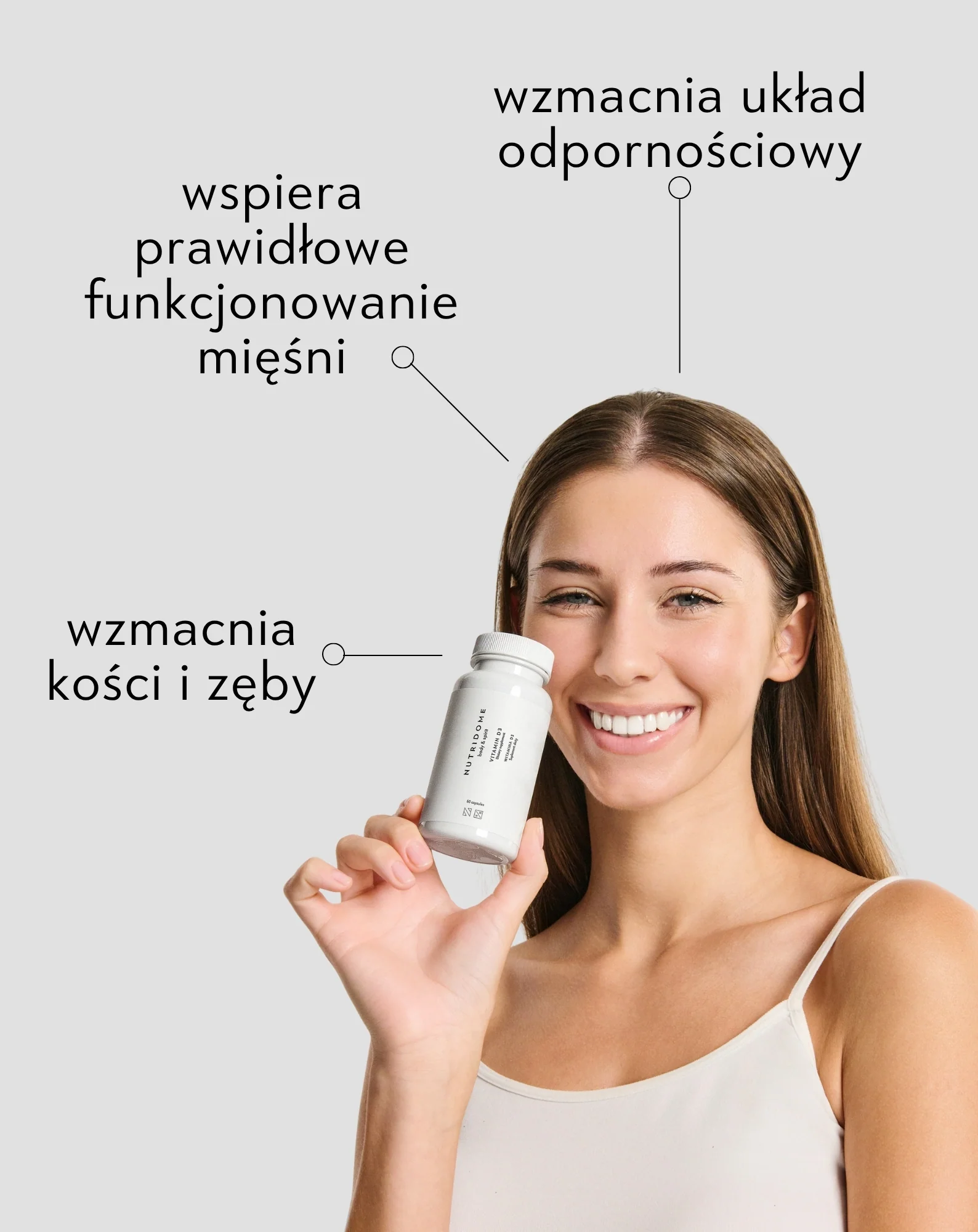 Witamina D3 4000 IU w kapsułkach na odporność, mocne kości i zdrowe zęby Nutridome 60 szt. - Image 2