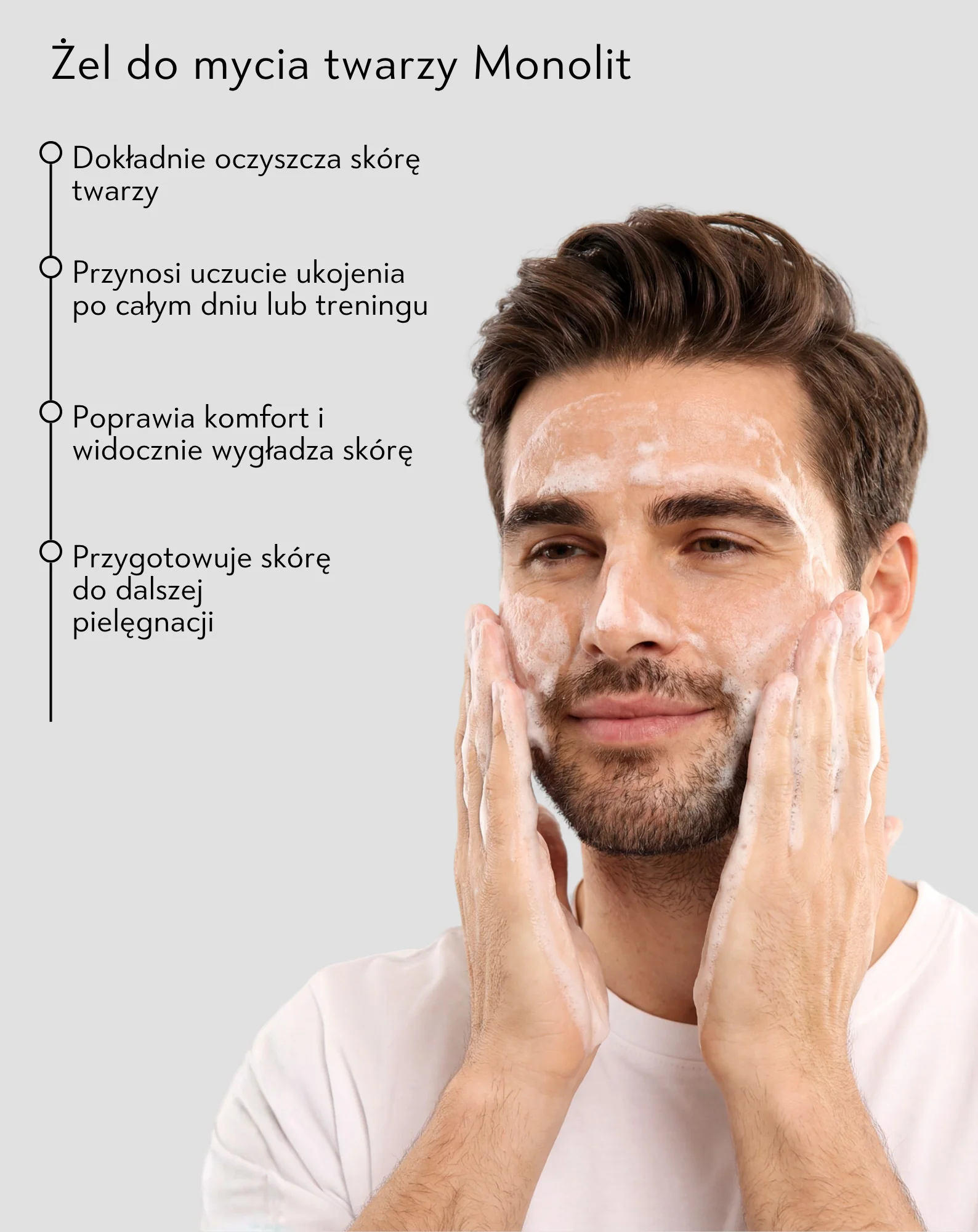 Żel do mycia twarzy z postbiotykami i pantenolem oczyszczający i pielęgnujący zarost Monolit - Image 3