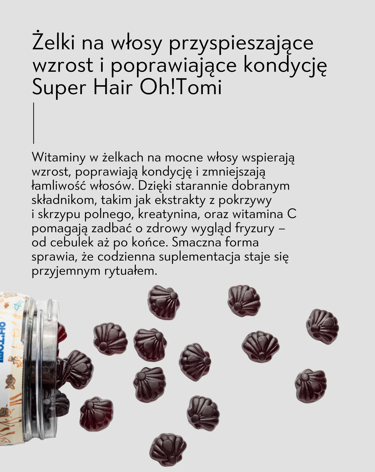 Żelki na włosy przyspieszające wzrost i poprawiające kondycję Super Hair Oh!Tomi 60 szt. - Image 3