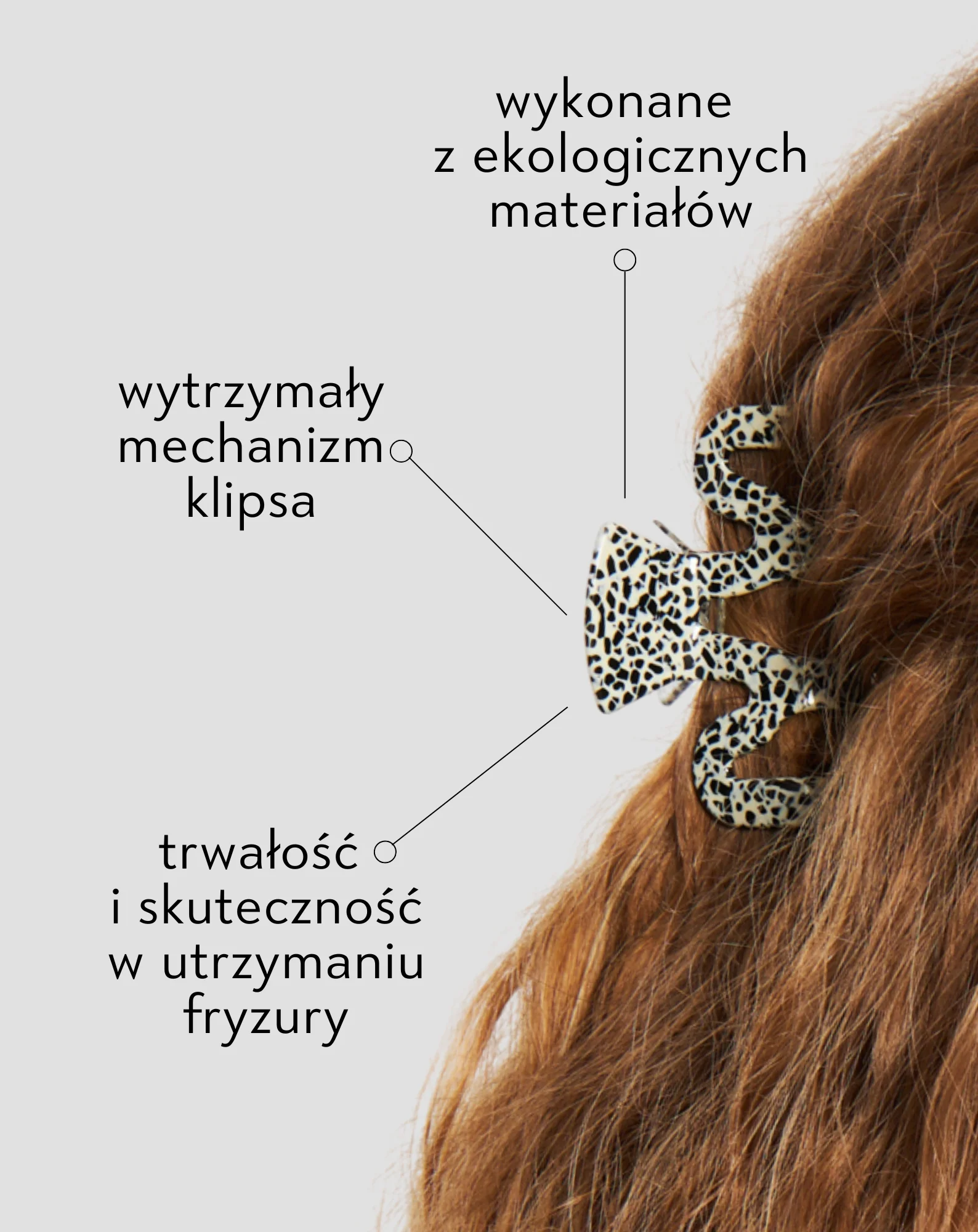 Zestaw dużych klamer do włosów – perłowa i czarna Twisty 2 szt - Image 4