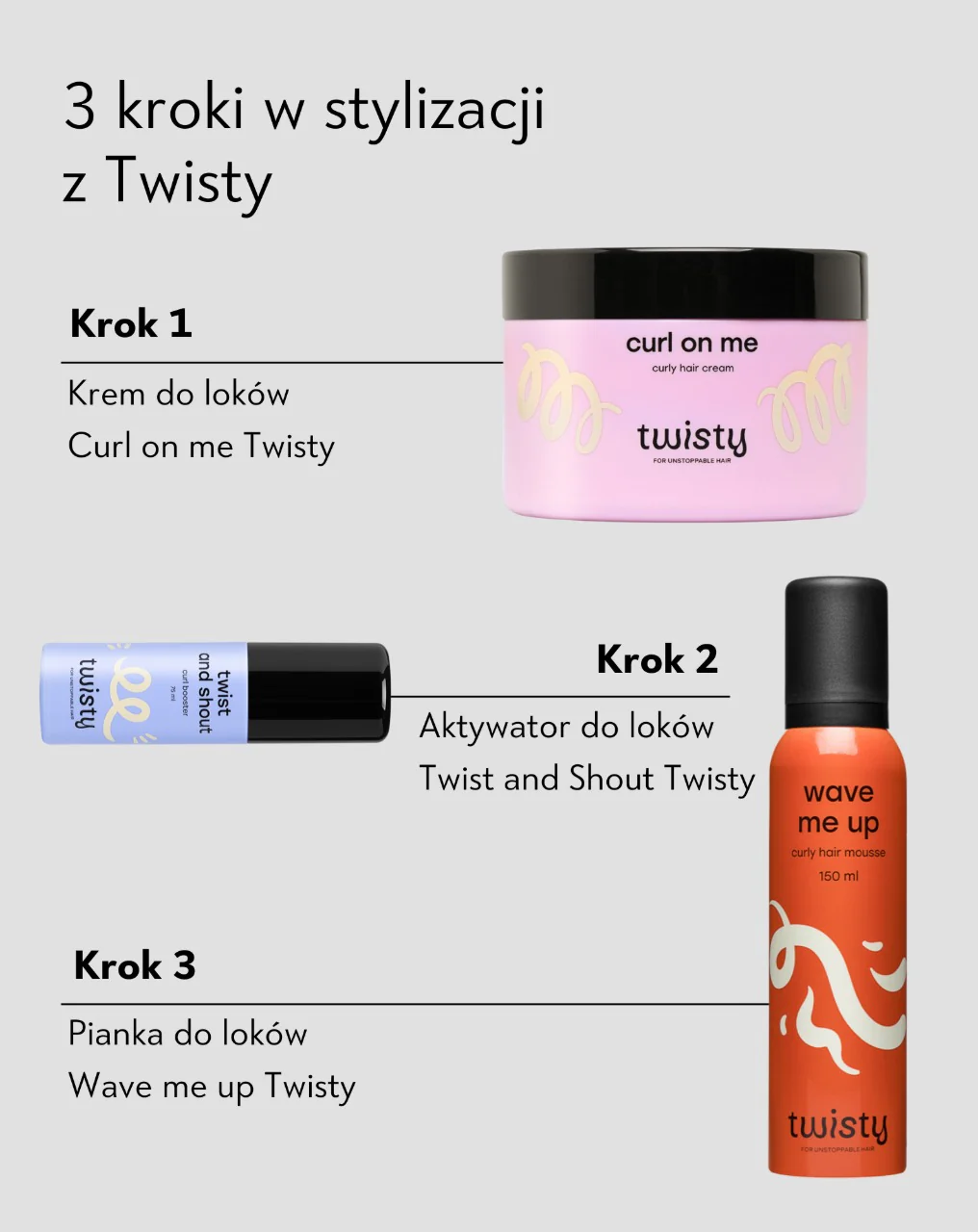 Zestaw krem + pianka + booster do pielęgnacji i stylizacji włosów kręconych i falowanych Twisty - Image 7