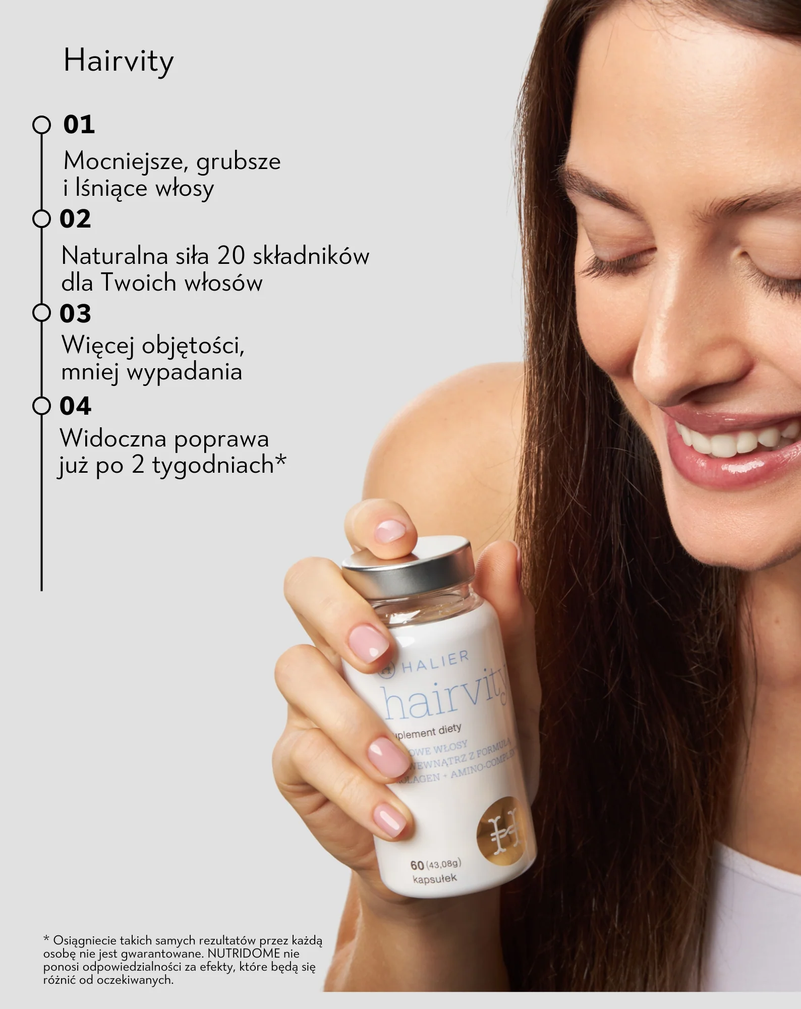 Tabletki na wypadanie i porost włosów dla kobiet Hairvity Halier 60 kapsułek - Image 3